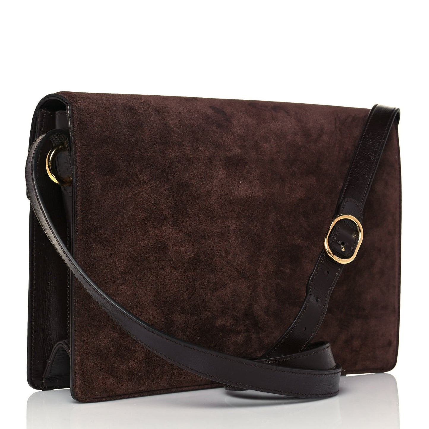 Suede Medium Torchon GG Ring Shoulder Bag Reflex Brown