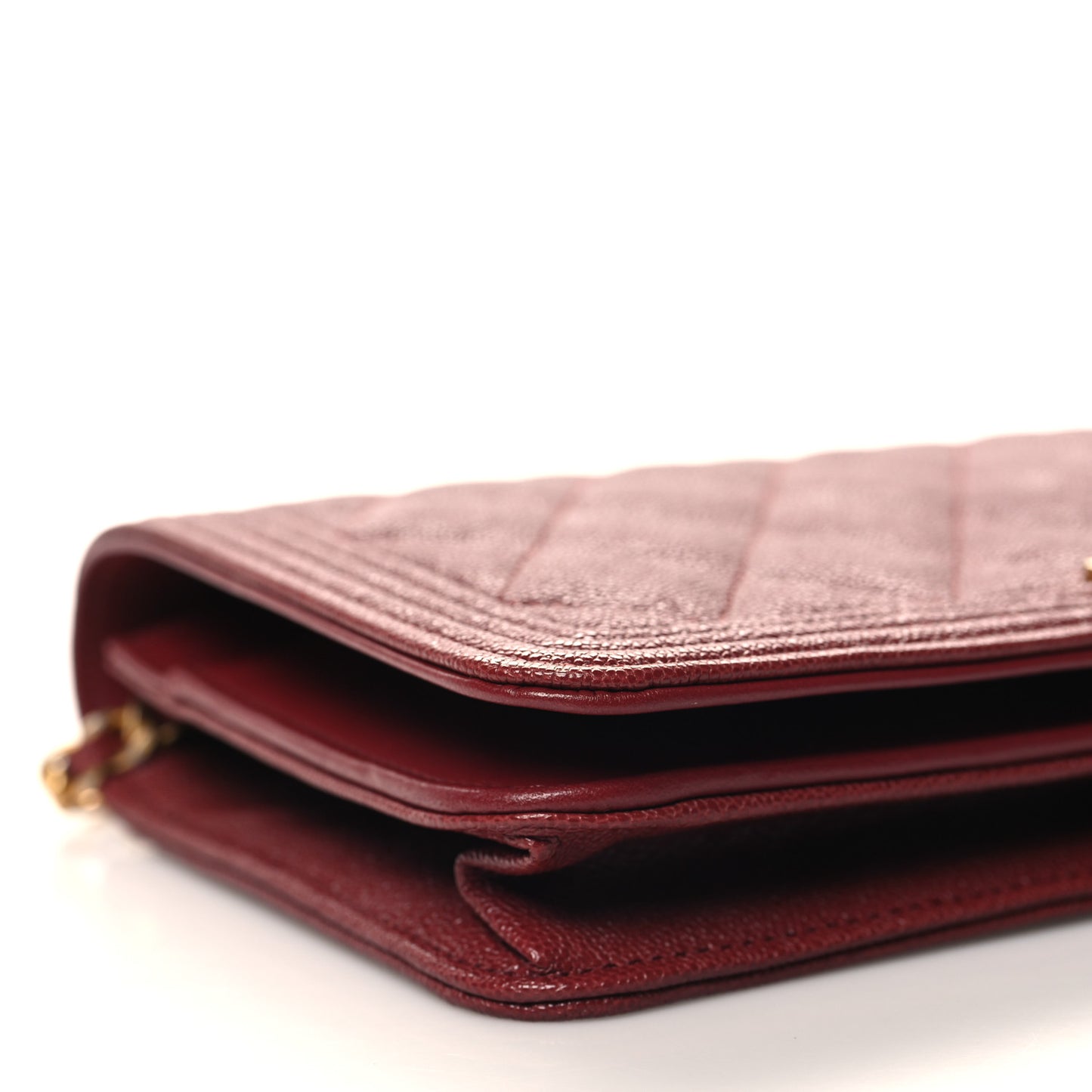 Caviar Quilted Boy Wallet On Chain WOC Burgundy