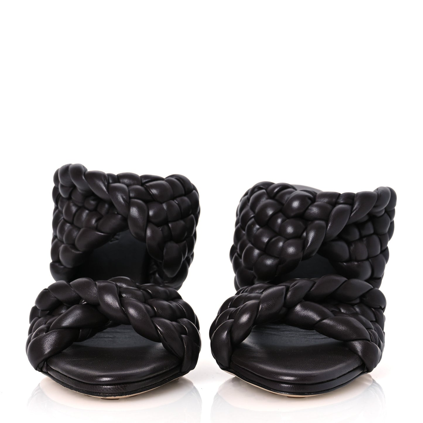Nappa Twisted Padded Intrecciato Curve Slide Sandals 36 Fondant