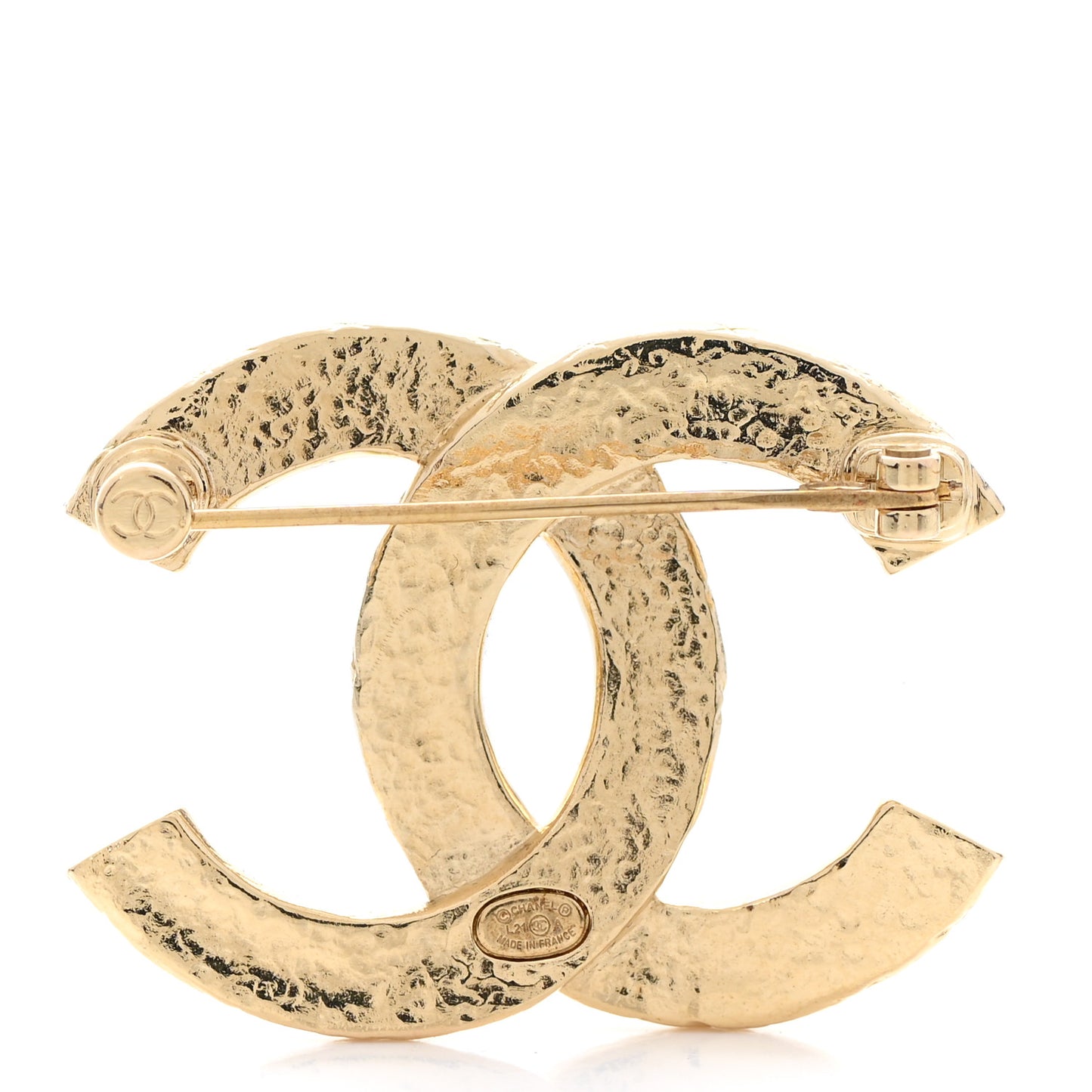 Metal CC Quilted Brooch Light Gold