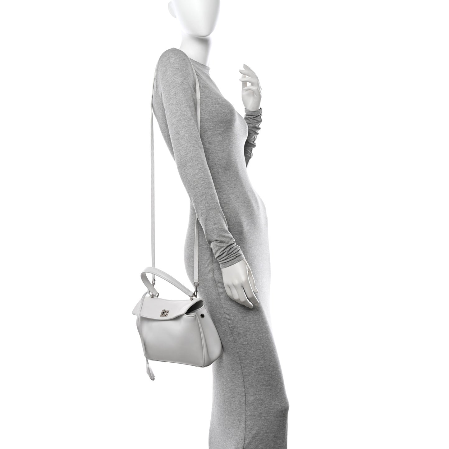 Natural Smooth Calfskin Mini Rodeo Top Handle Handbag Optic White
