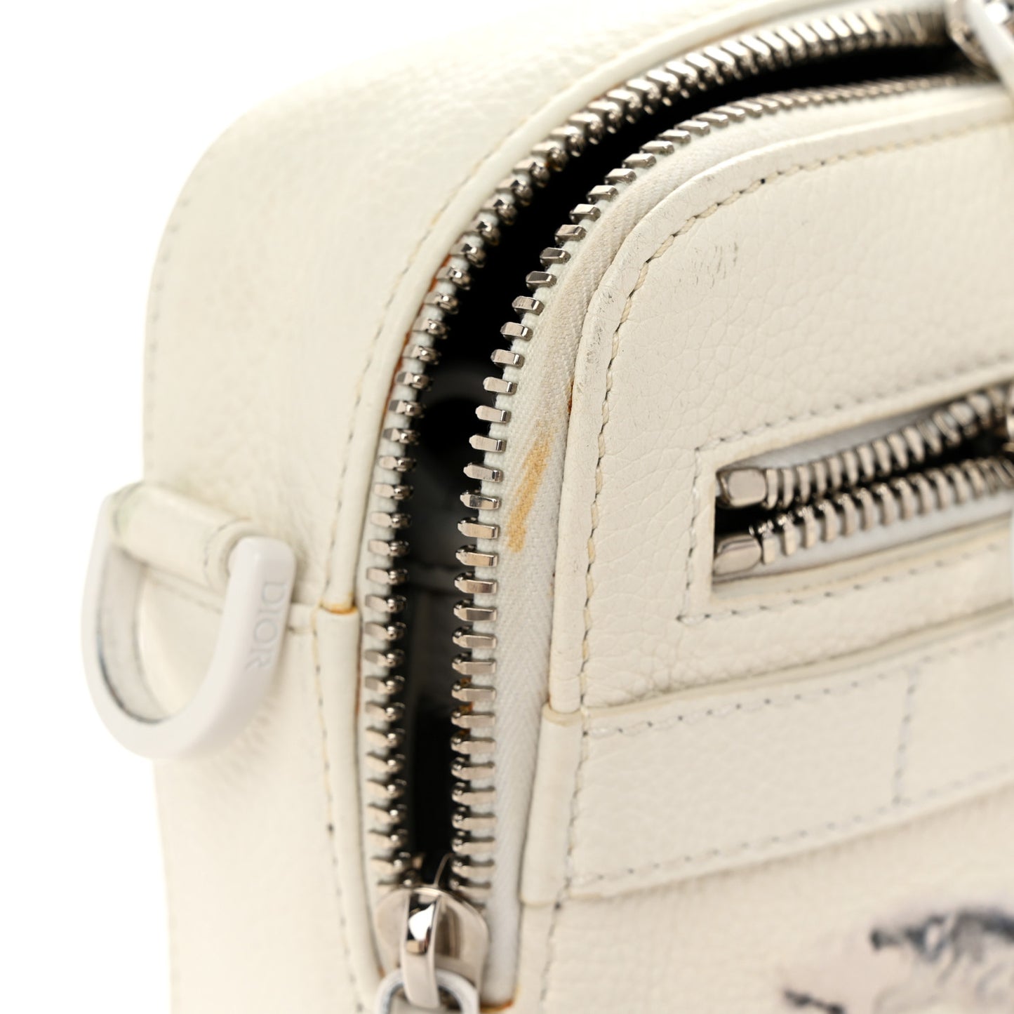 X DANIEL ARSHAM Grained Calfskin Safari Messenger Bag White