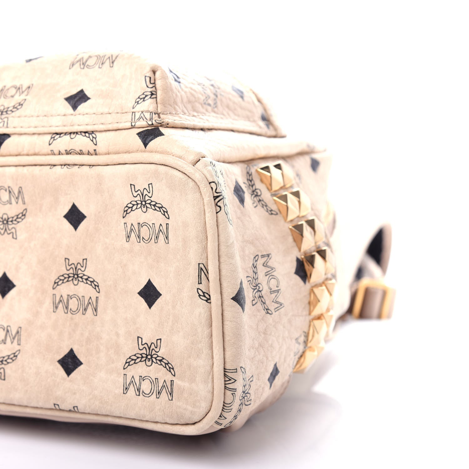 MCM Visetos Small Side Stud Stark Backpack Beige 8 of 9