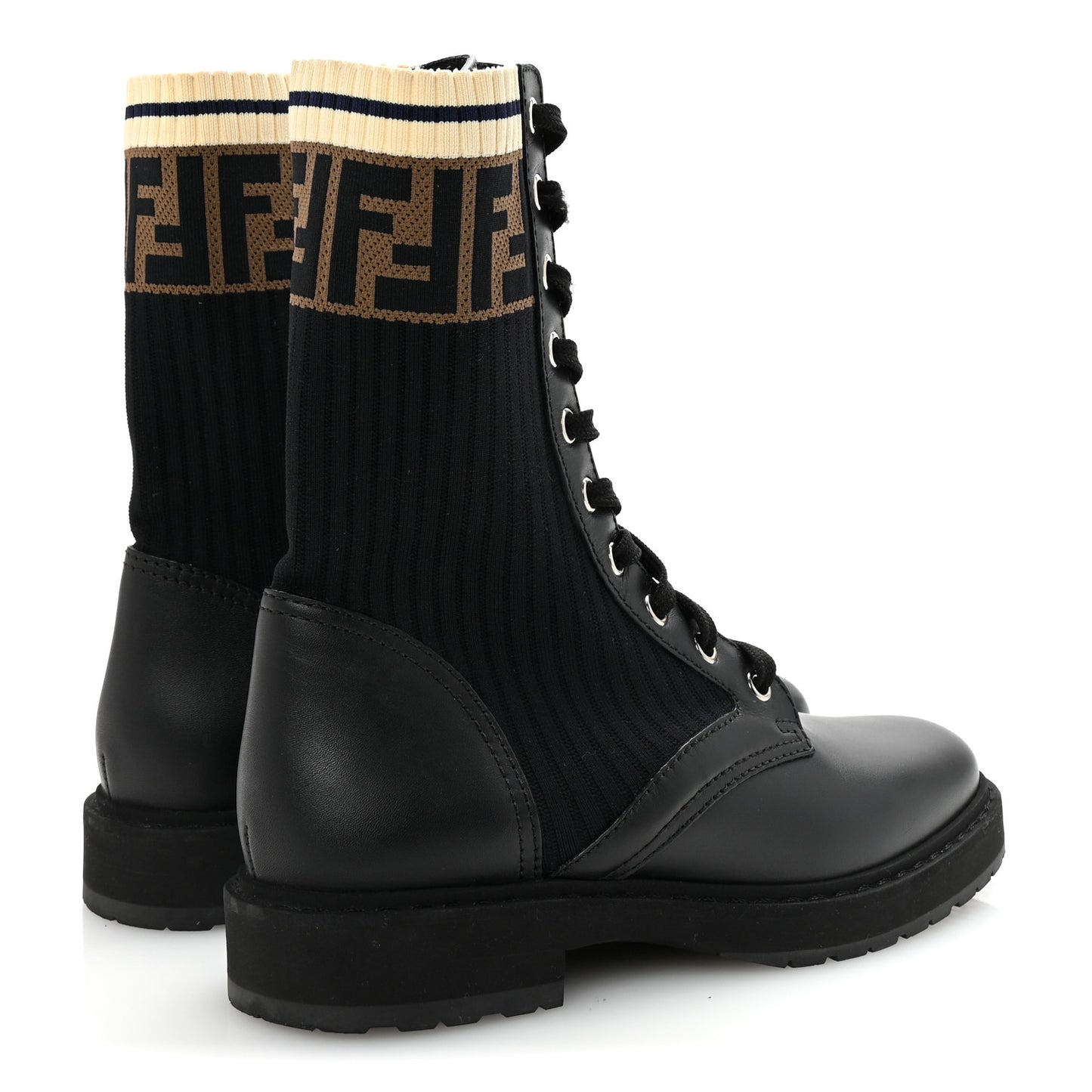 Calfskin Stretch Fabric Rockoko Biker Boots 37 Tobacco Black Marino