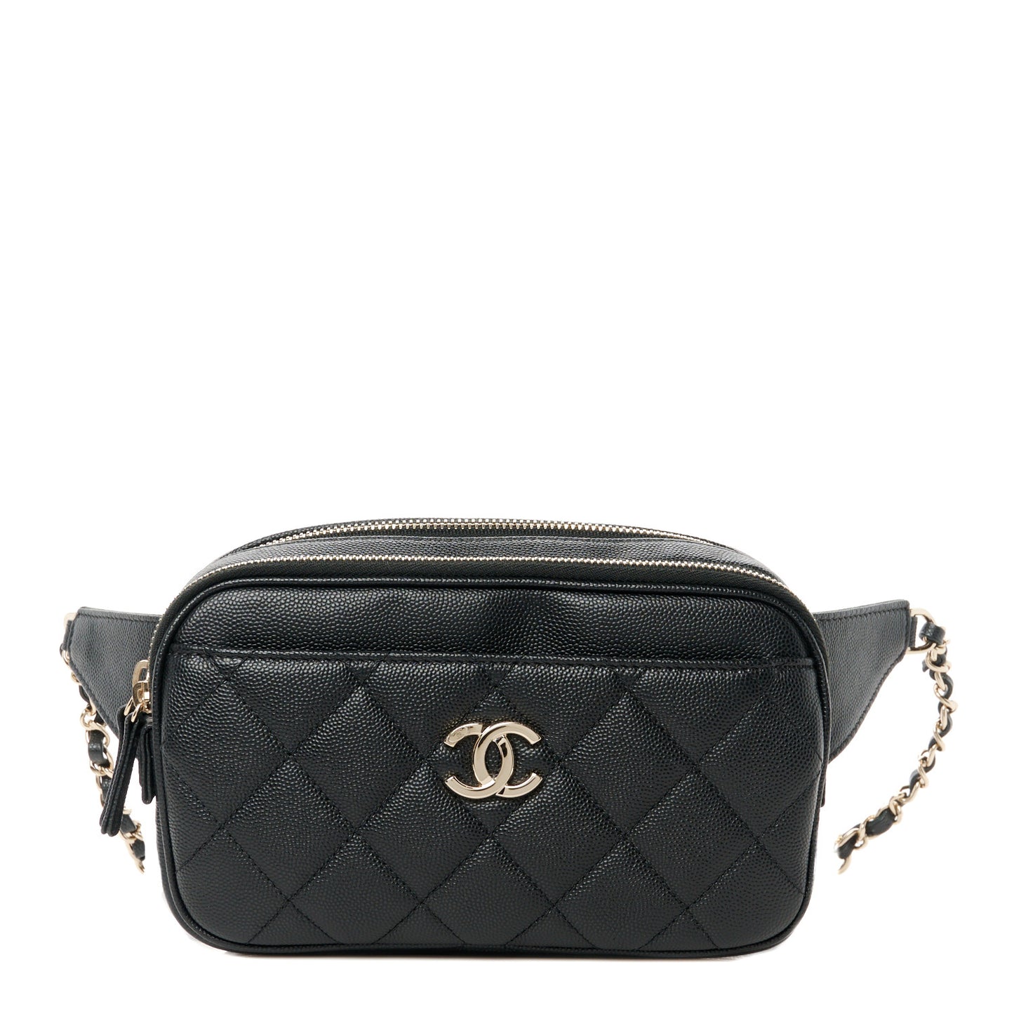 Caviar Quilted Waist Bag With Pouch Black