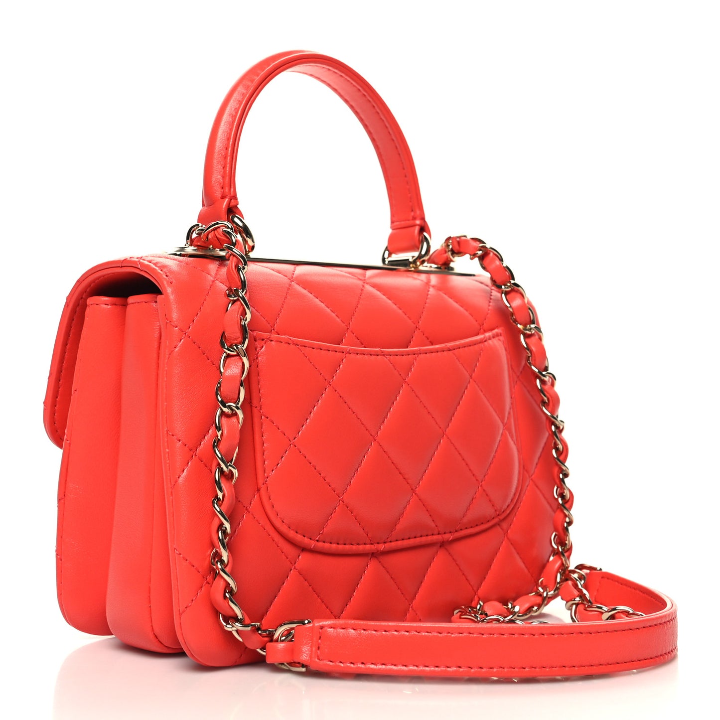 Lambskin Quilted Mini Trendy CC Dual Handle Flap Bag Red