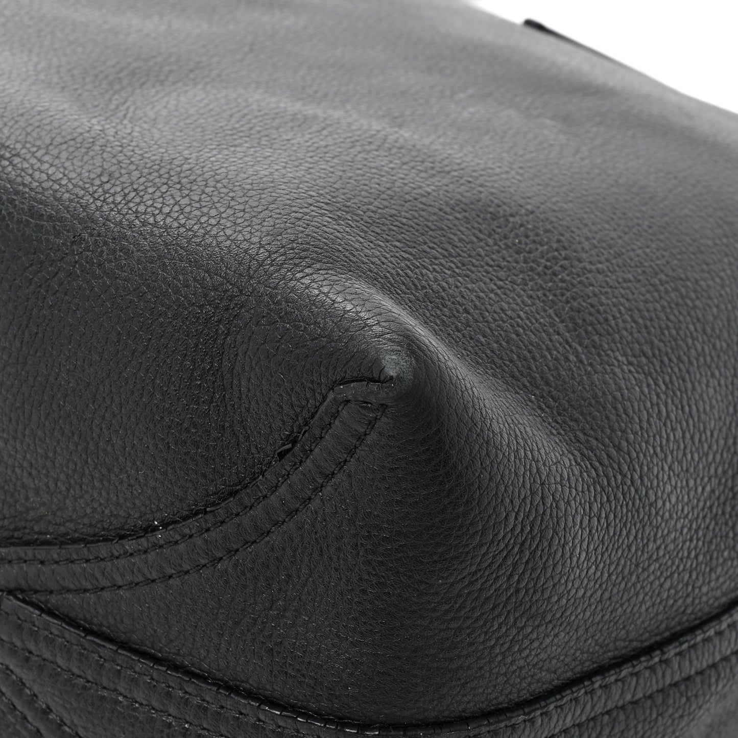 Grained Calfskin Medium Yris Shopper Tote Black