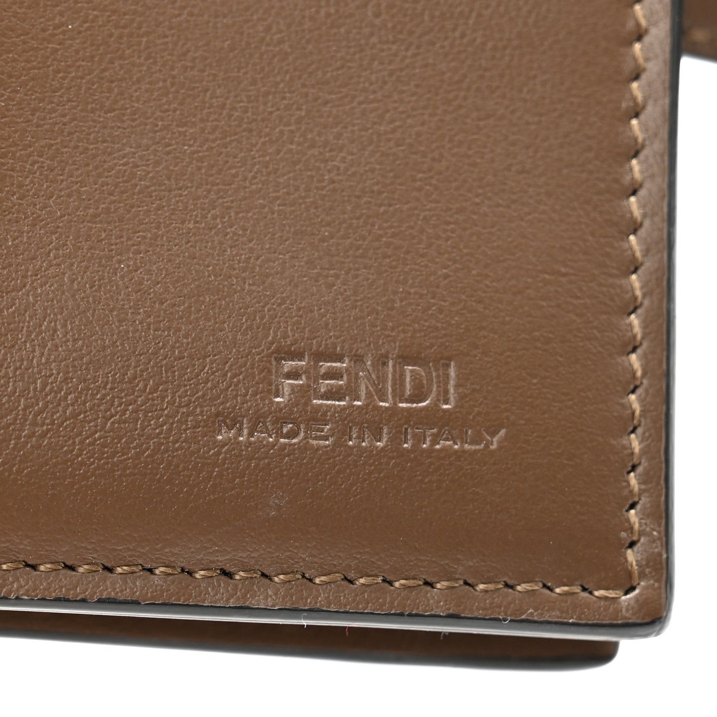 Vitello Soft F is Fendi Bi-Color FF 1974 Embossed Compact Wallet Maya Black