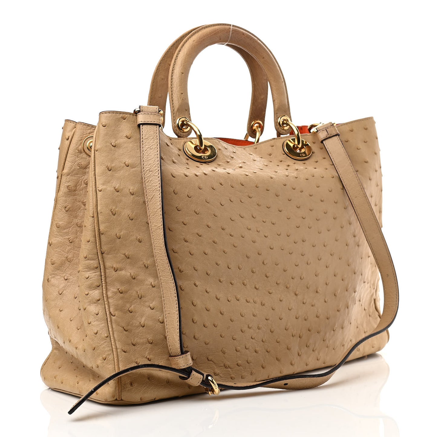 Ostrich Large Diorissimo Tote Beige