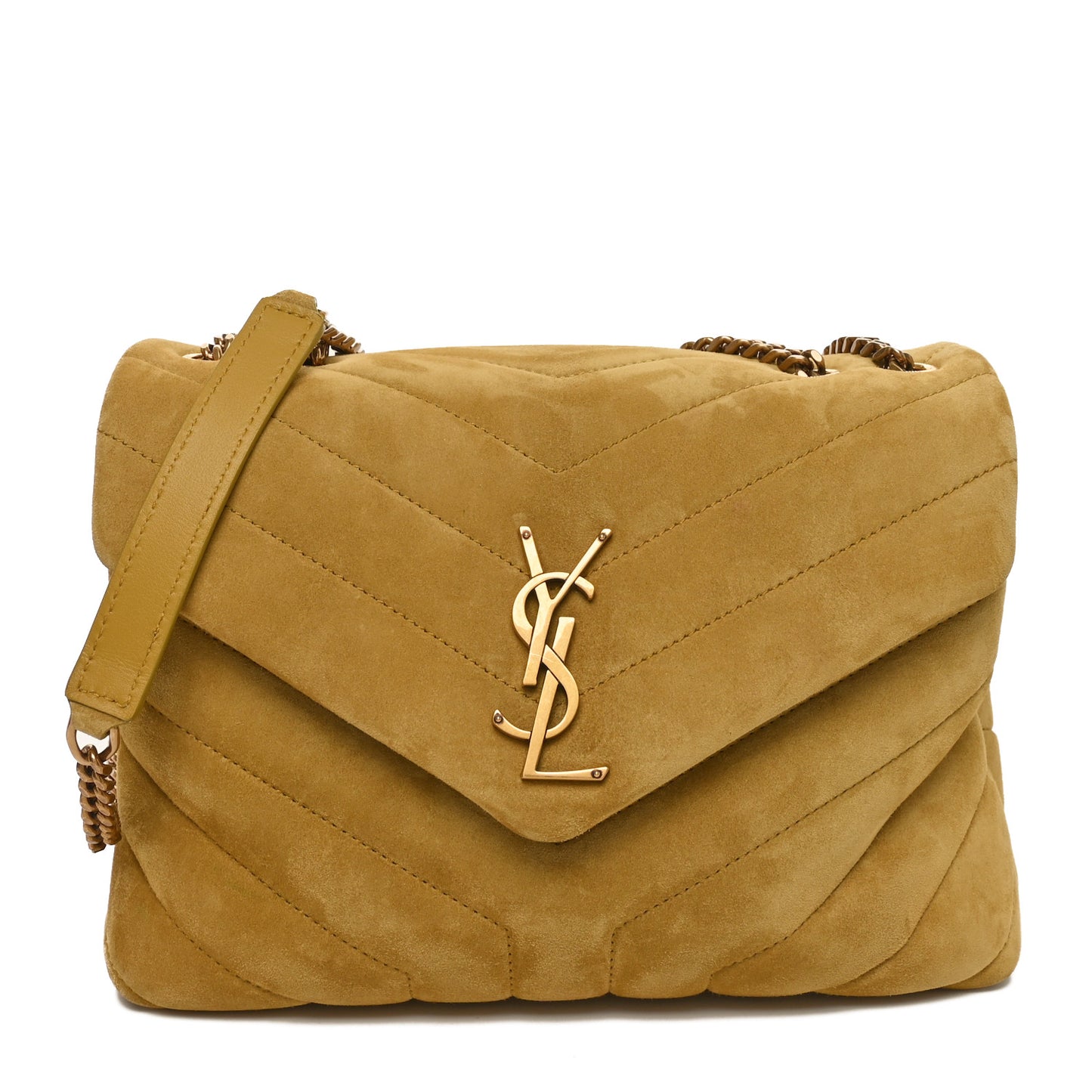 Suede Y Quilted Monogram Small Loulou Shoulder Bag Chartreuse