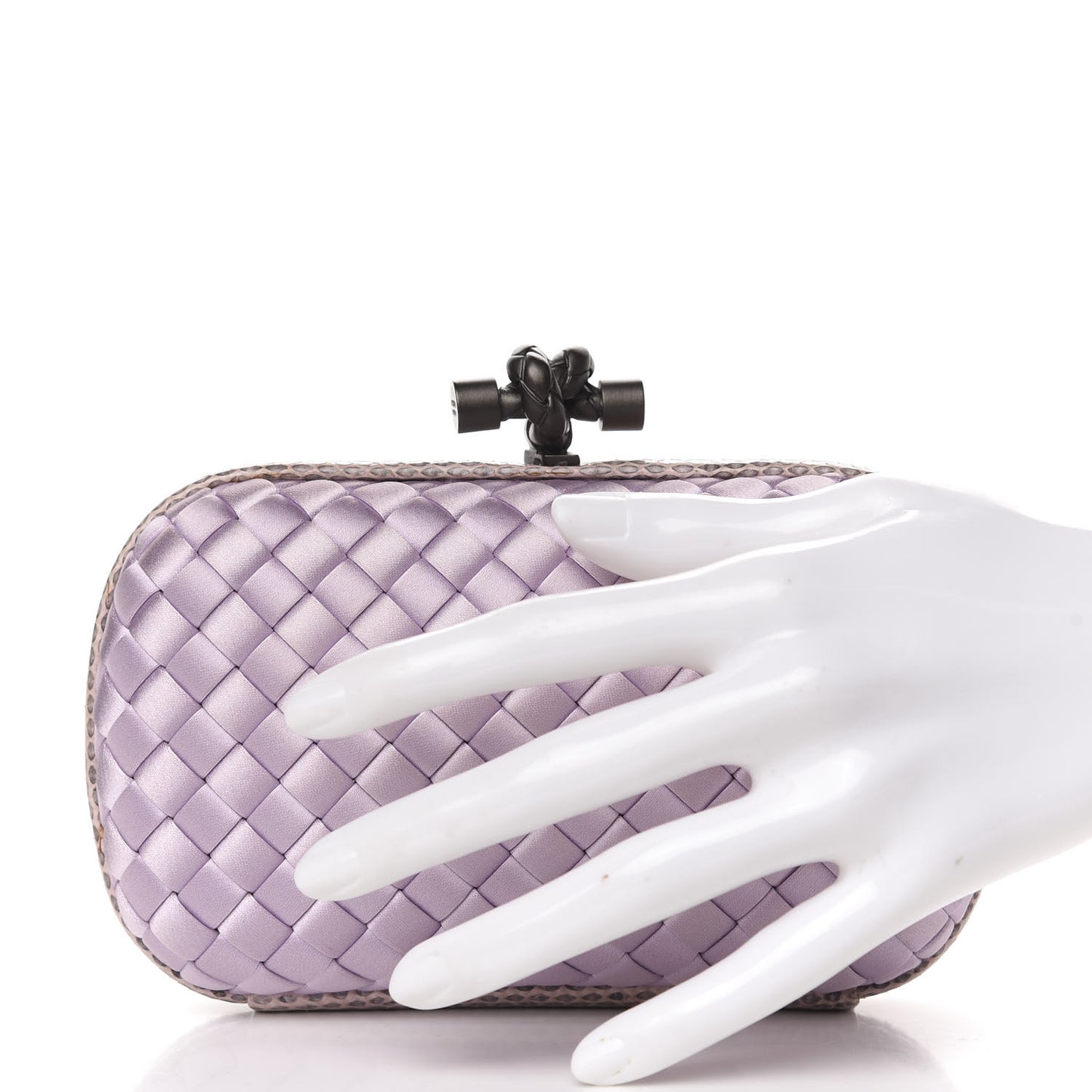 Satin Intreccio Impero Ayers Knot Clutch Lilac