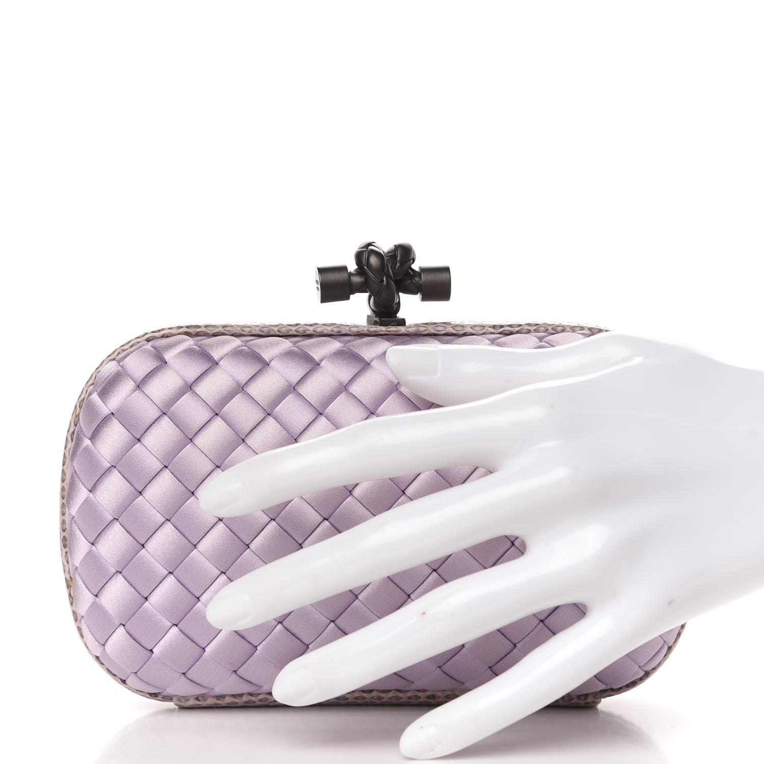 Bottega Veneta Satin Intreccio Impero Ayers Knot Clutch Lilac 2 of 8