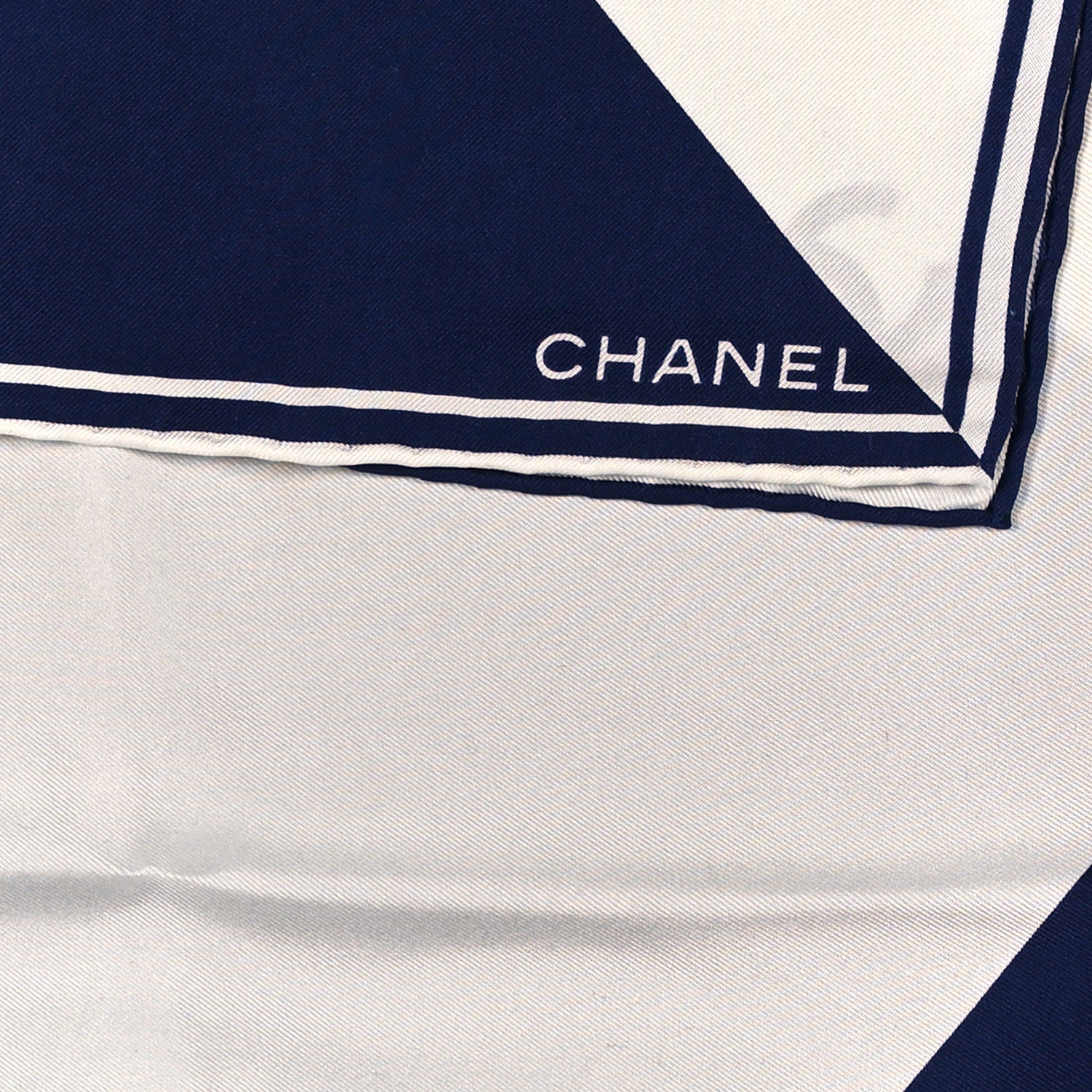 Chanel Silk Striped CC Pocket Square Blue White 2 of 3