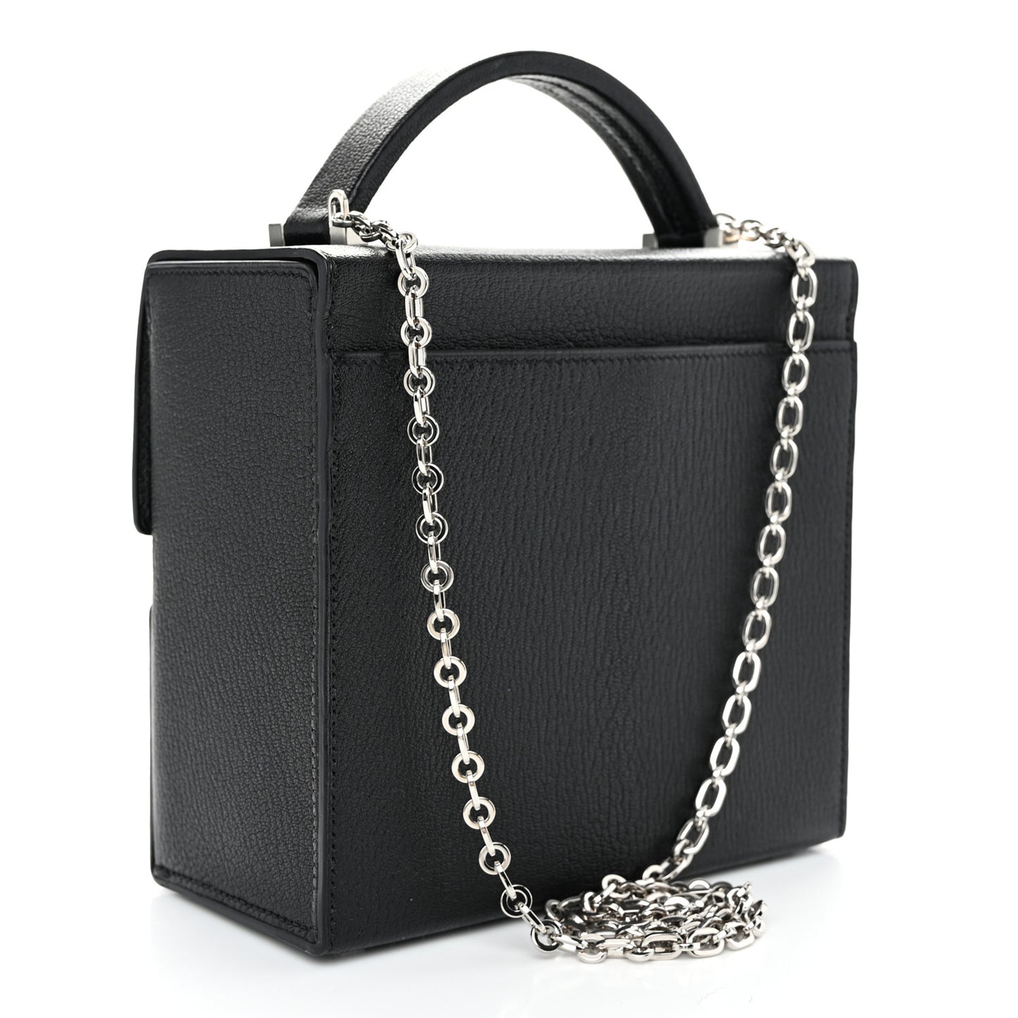 Chevre Mysore Cinhetic Boxy Top Handle Bag Black Bleu Electrique
