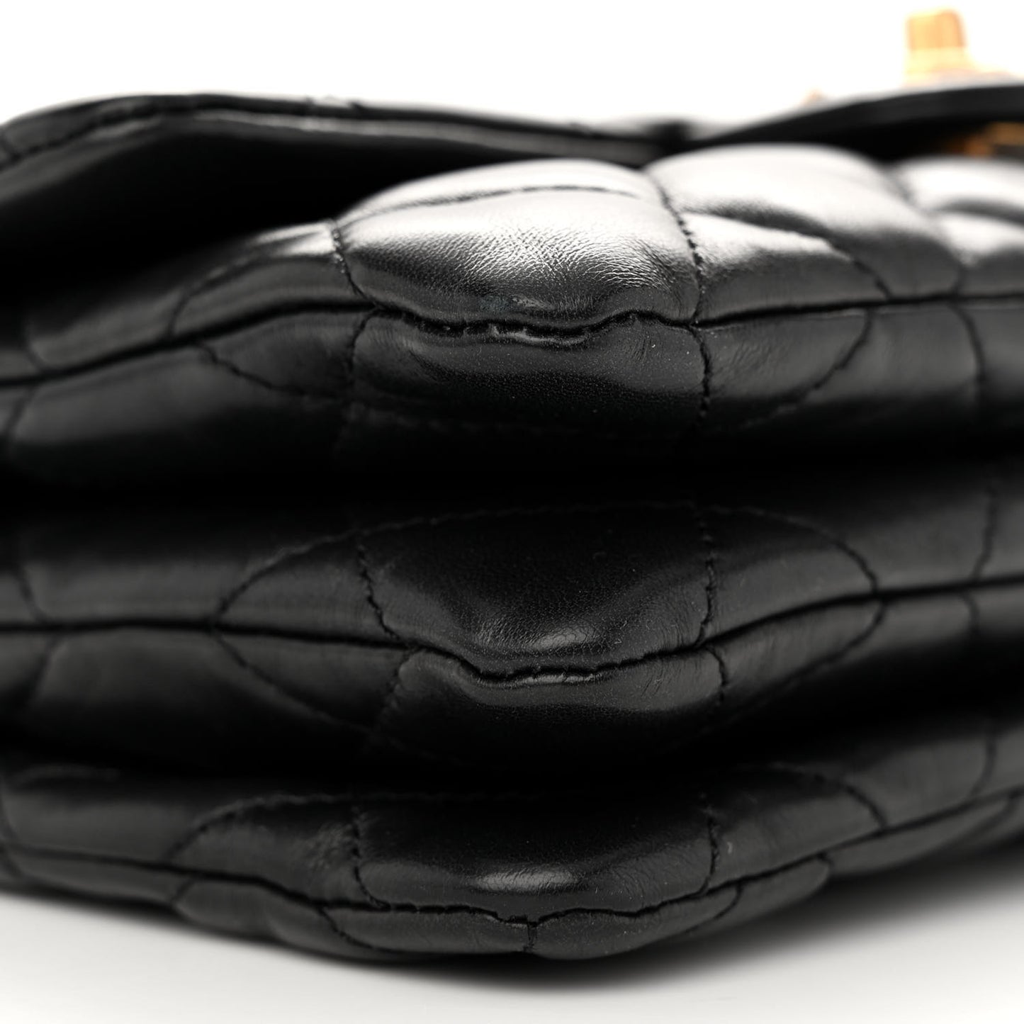 Lambskin Quilted Small Pillow Crush Flap Black