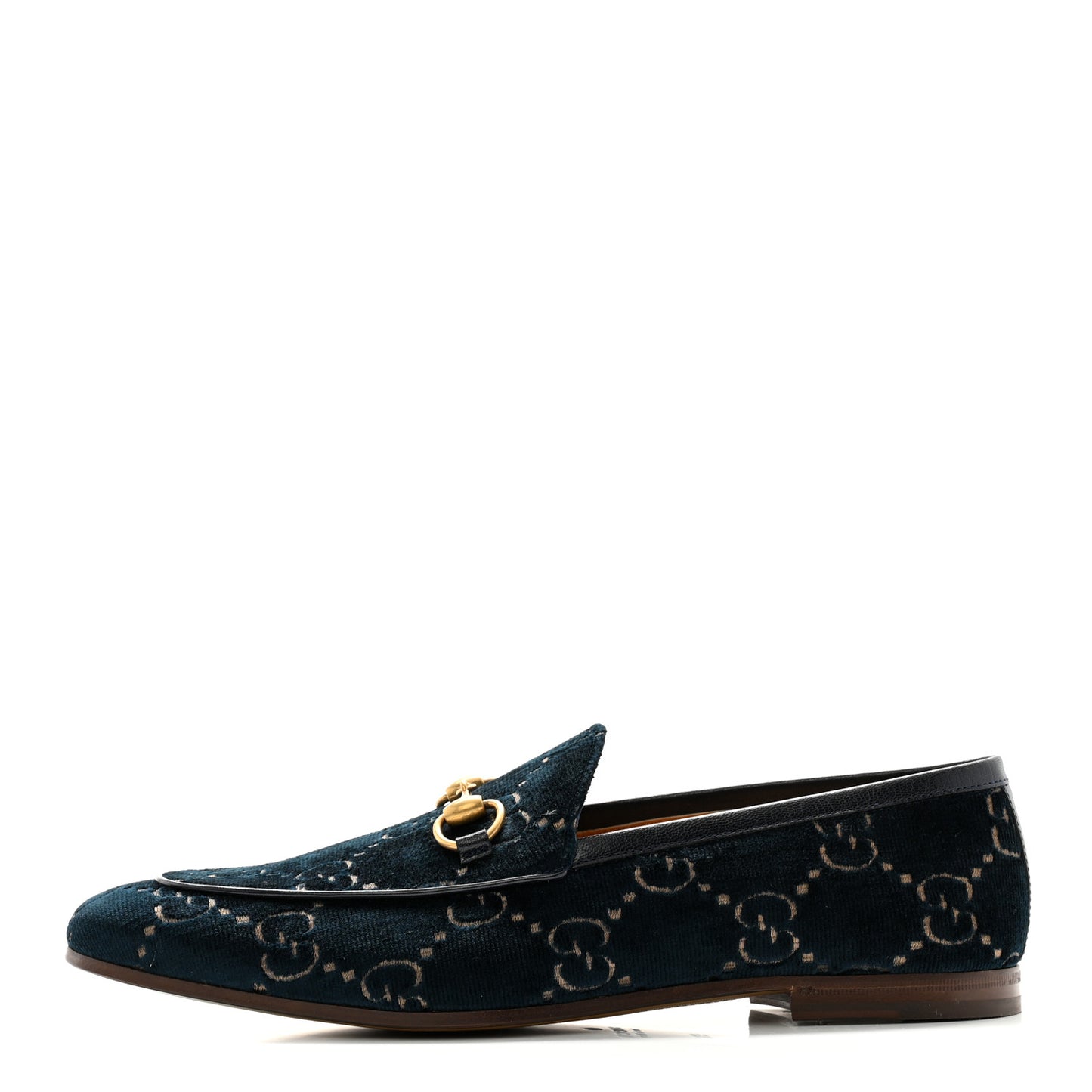 Velvet GG Monogram Horsebit Mens Jordaan Loafers 9.5 Blue Beige