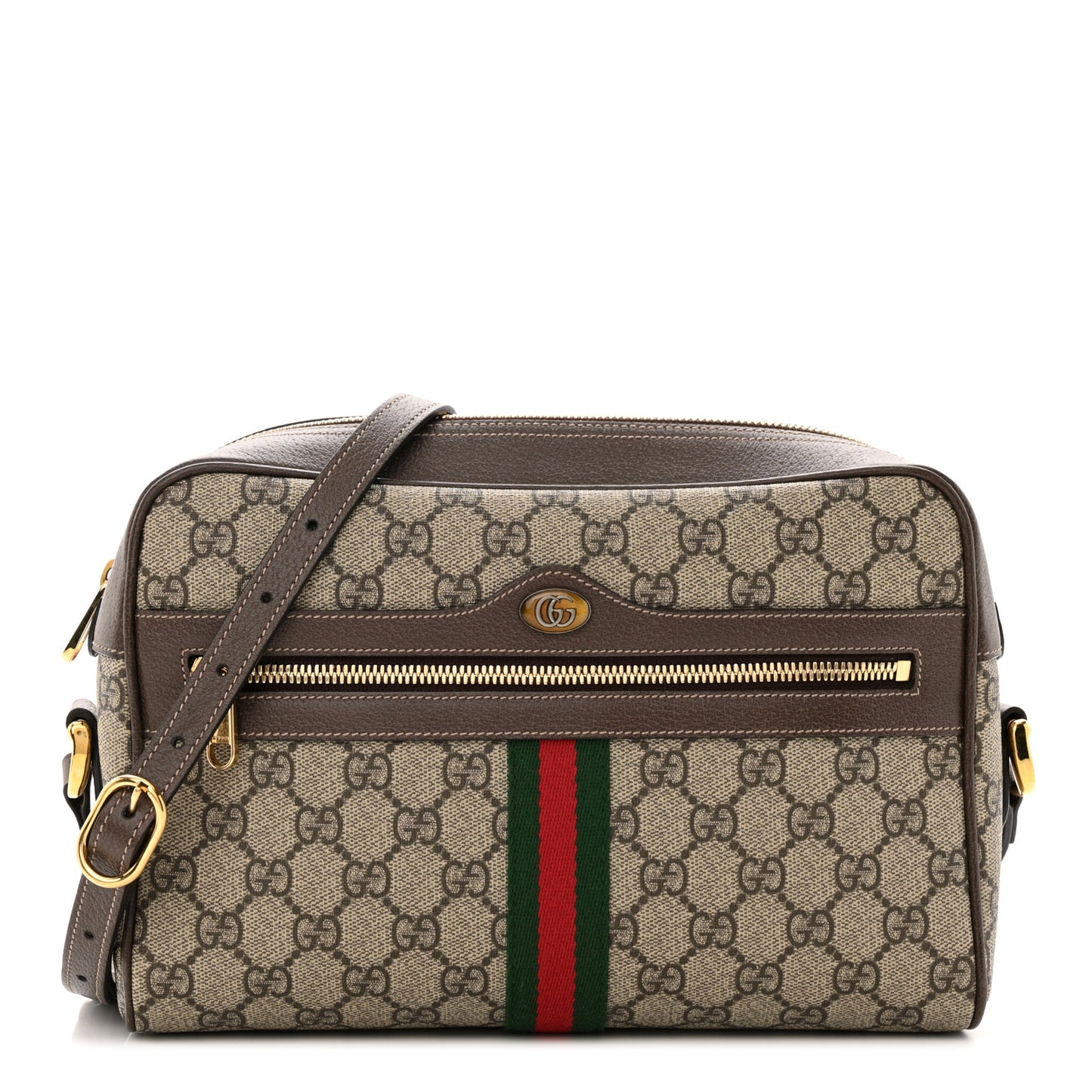 GG Supreme Monogram Web Small Ophidia Shoulder Bag Brown