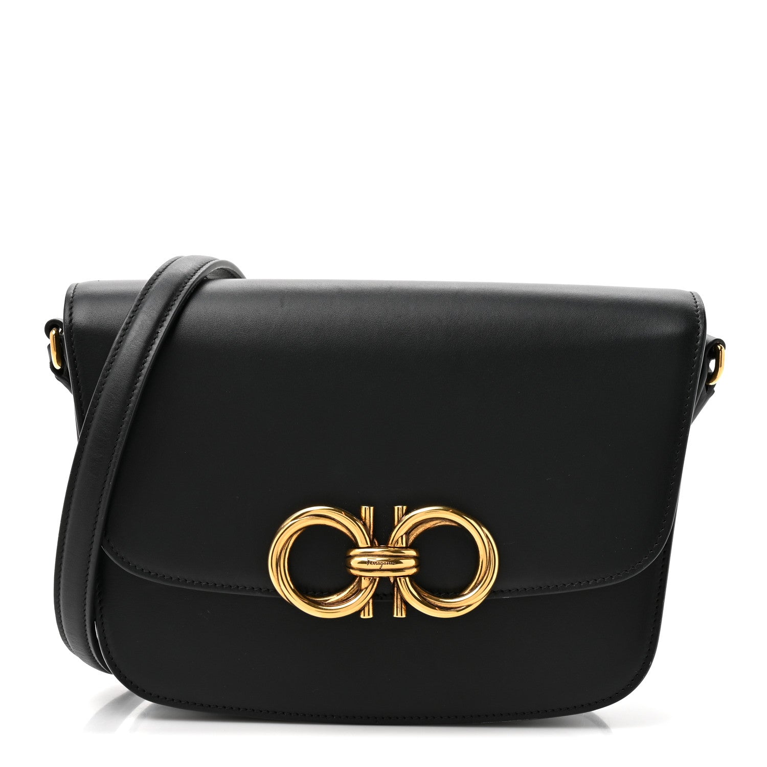 ♡Salvatore Ferragamo♡ 黒 グログランバッグ Double Gancini North-South crossbody bag - Women | Ferragamo