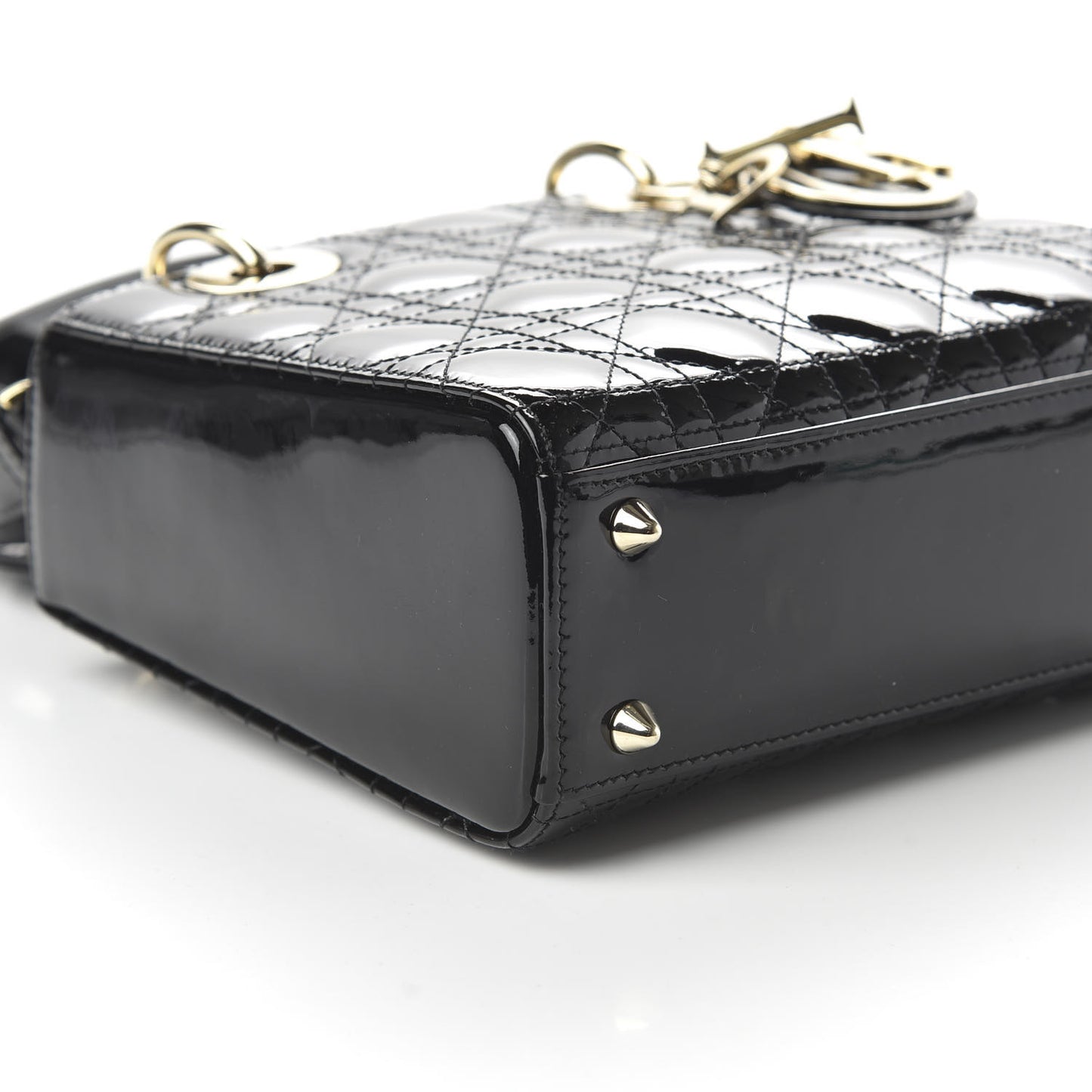 Patent Cannage Small Lady Dior Black