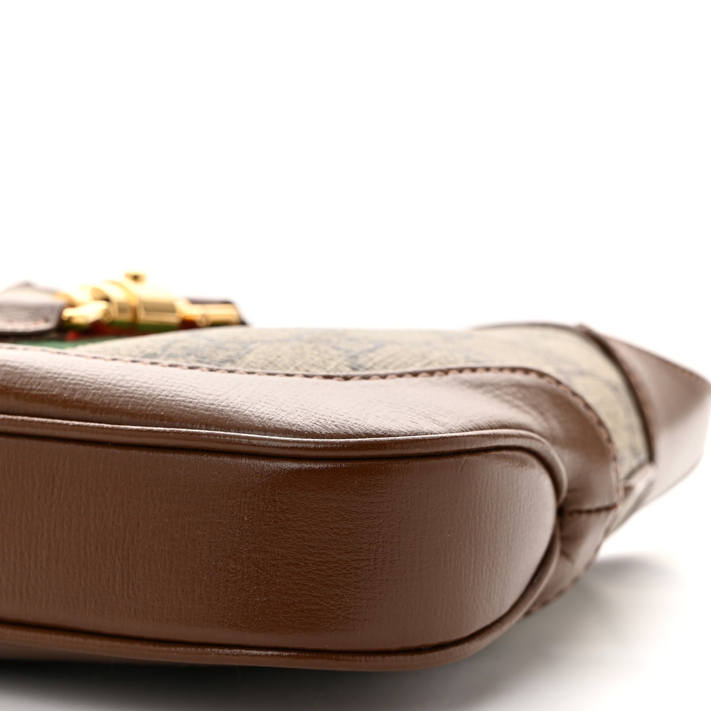 GG Supreme Monogram Azalea Calfskin Web Mini Jackie 1961 Hobo Beige Ebony Brown Sugar