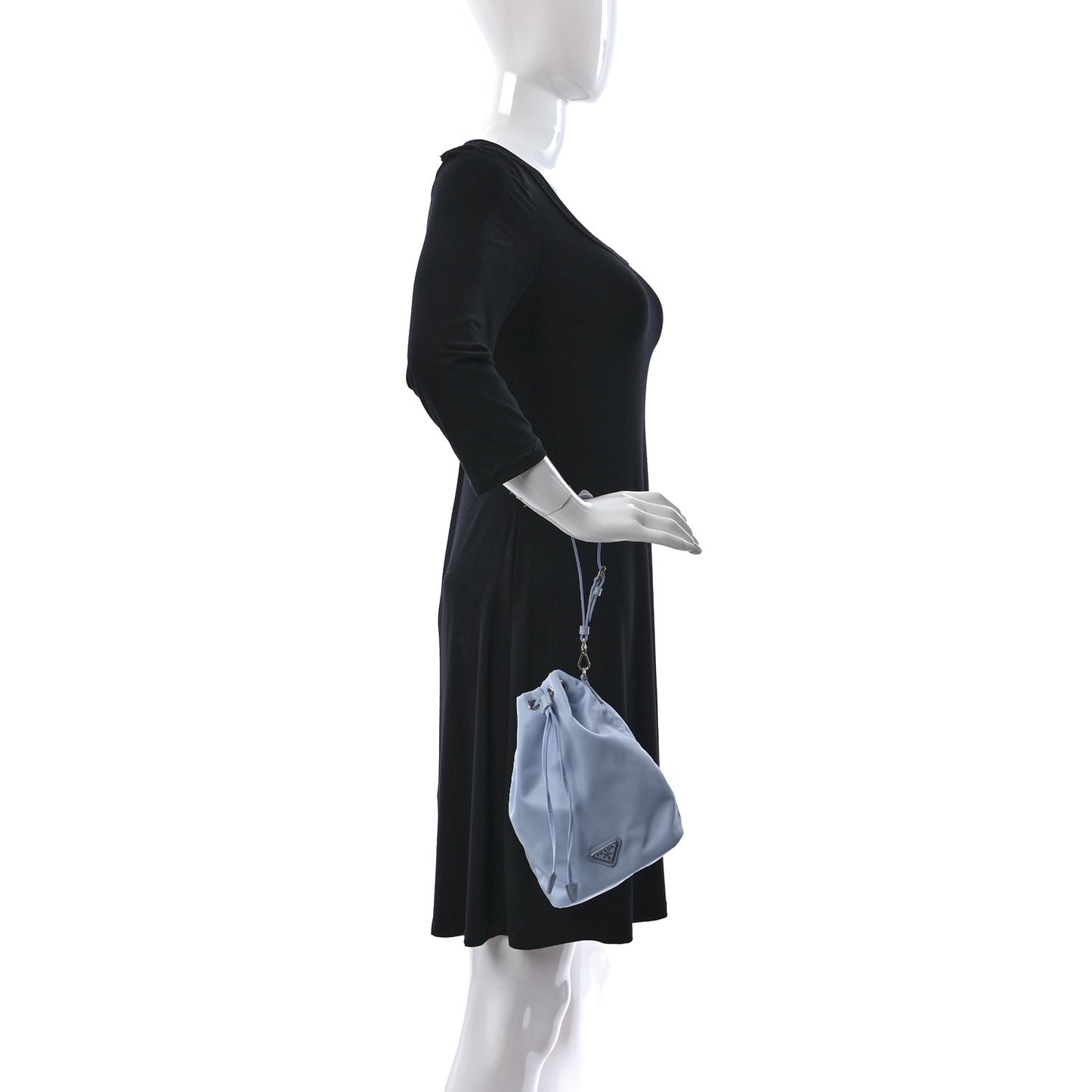 Re-Nylon Saffiano Vela Bucket Wristlet Celeste