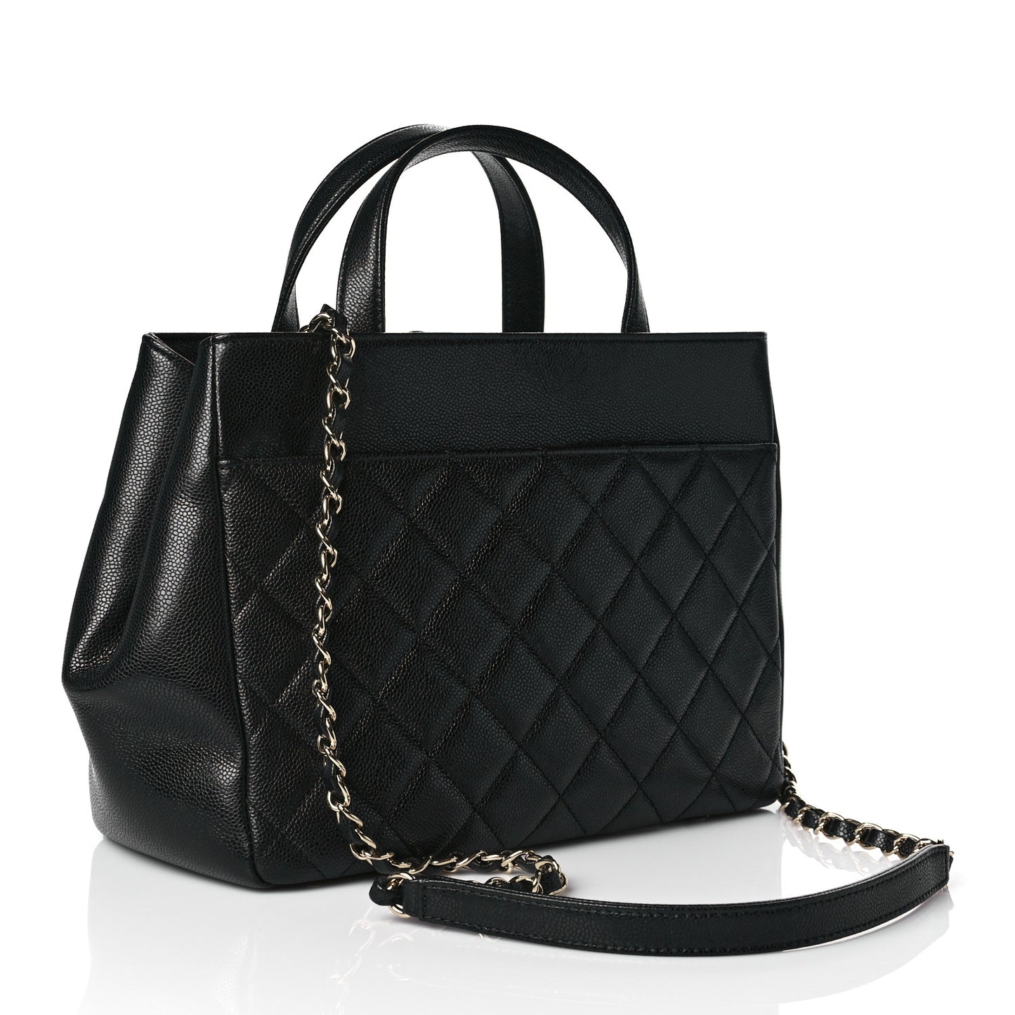 Caviar Quilted Small Business Affinity Shopping Bag Black