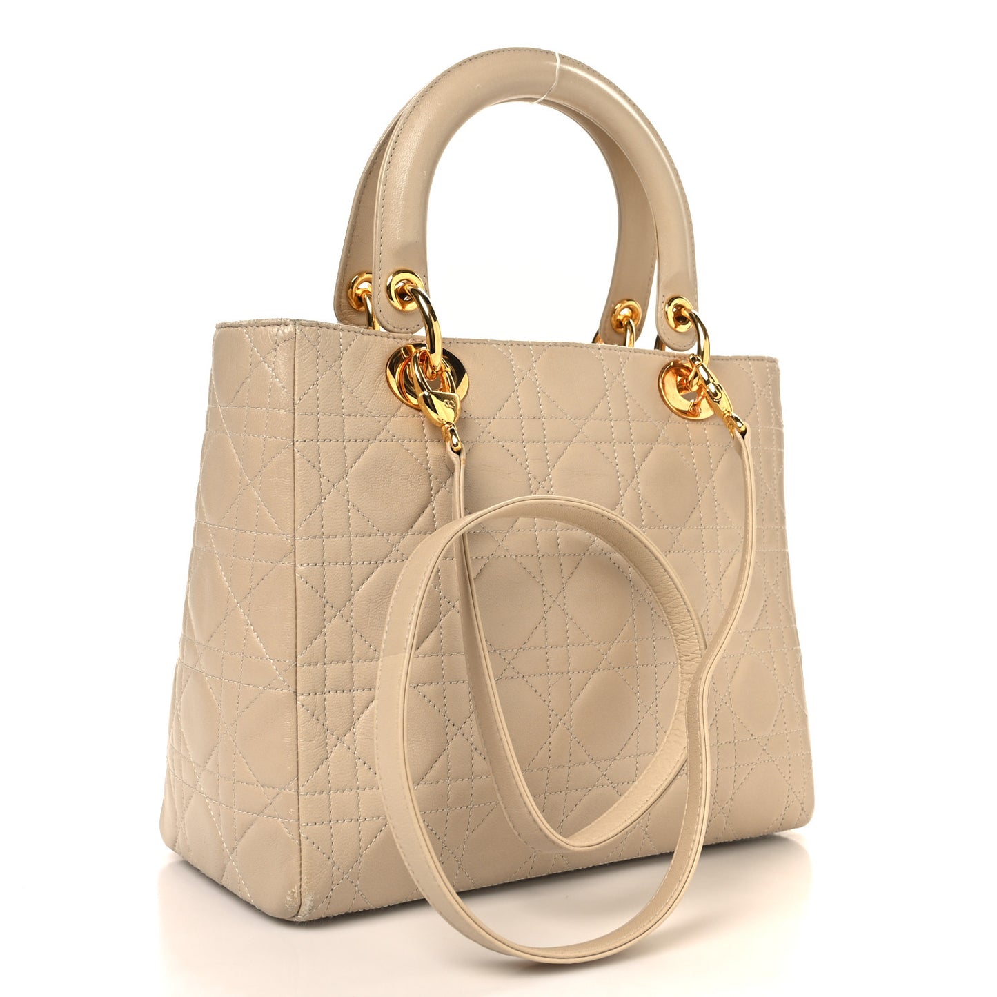 Lambskin Cannage Medium Lady Dior Light Beige