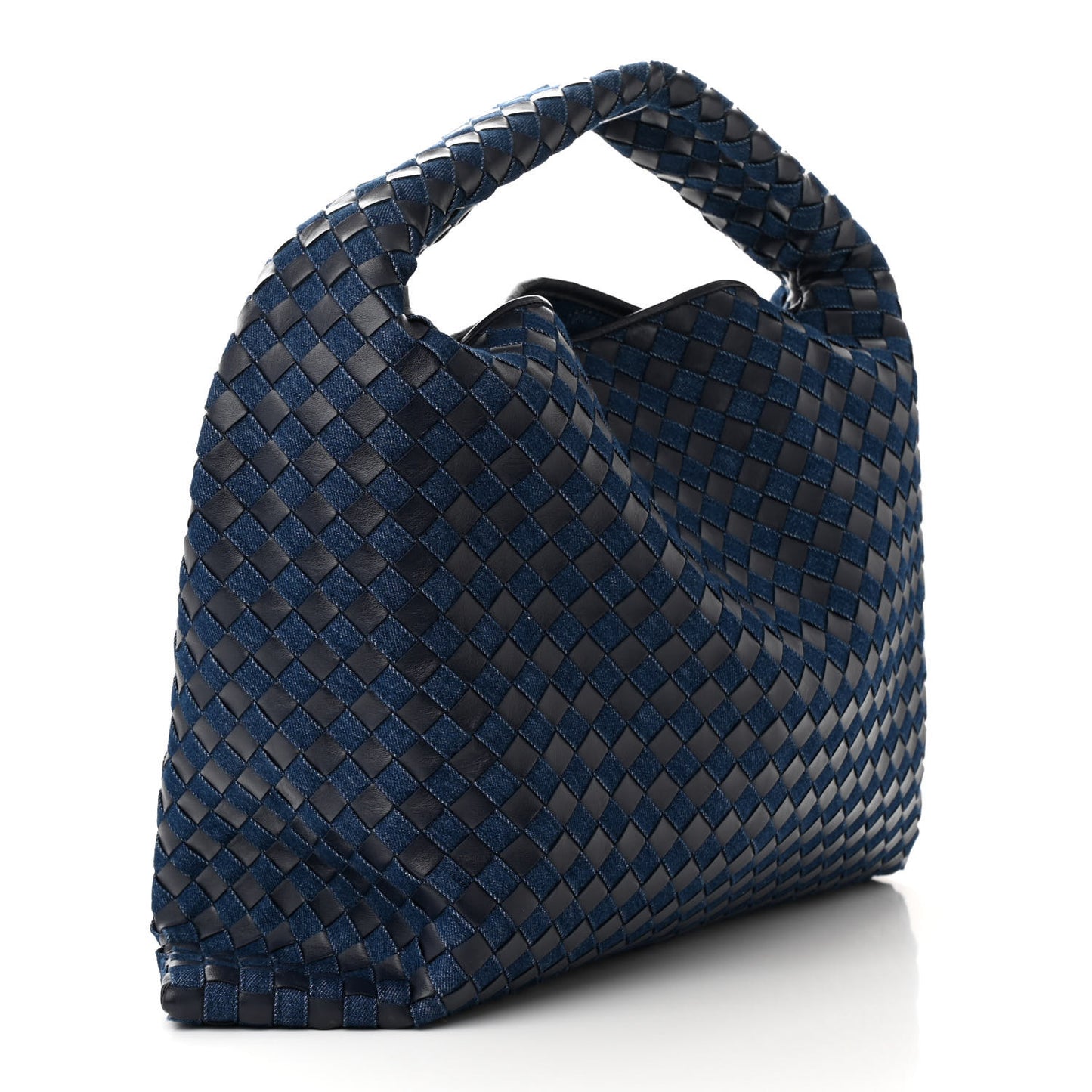 Denim Calfskin Intrecciato Large Hop Abyss Indigo
