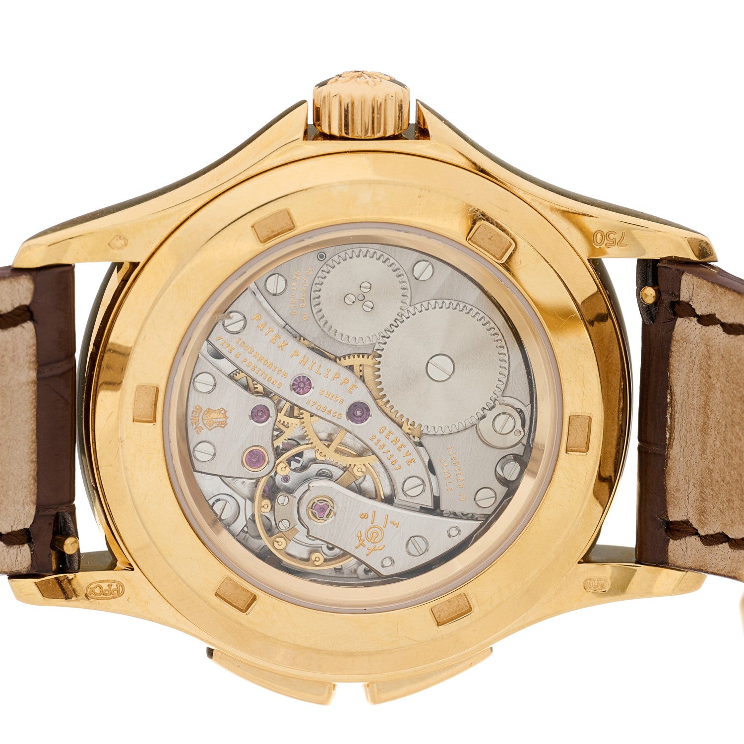 Patek Philippe 18K Rose Gold Alligator Diamond Bezel Mother of Pearl 35mm Calatrava Manual Winding Watch Brown 4934R 4 of 4