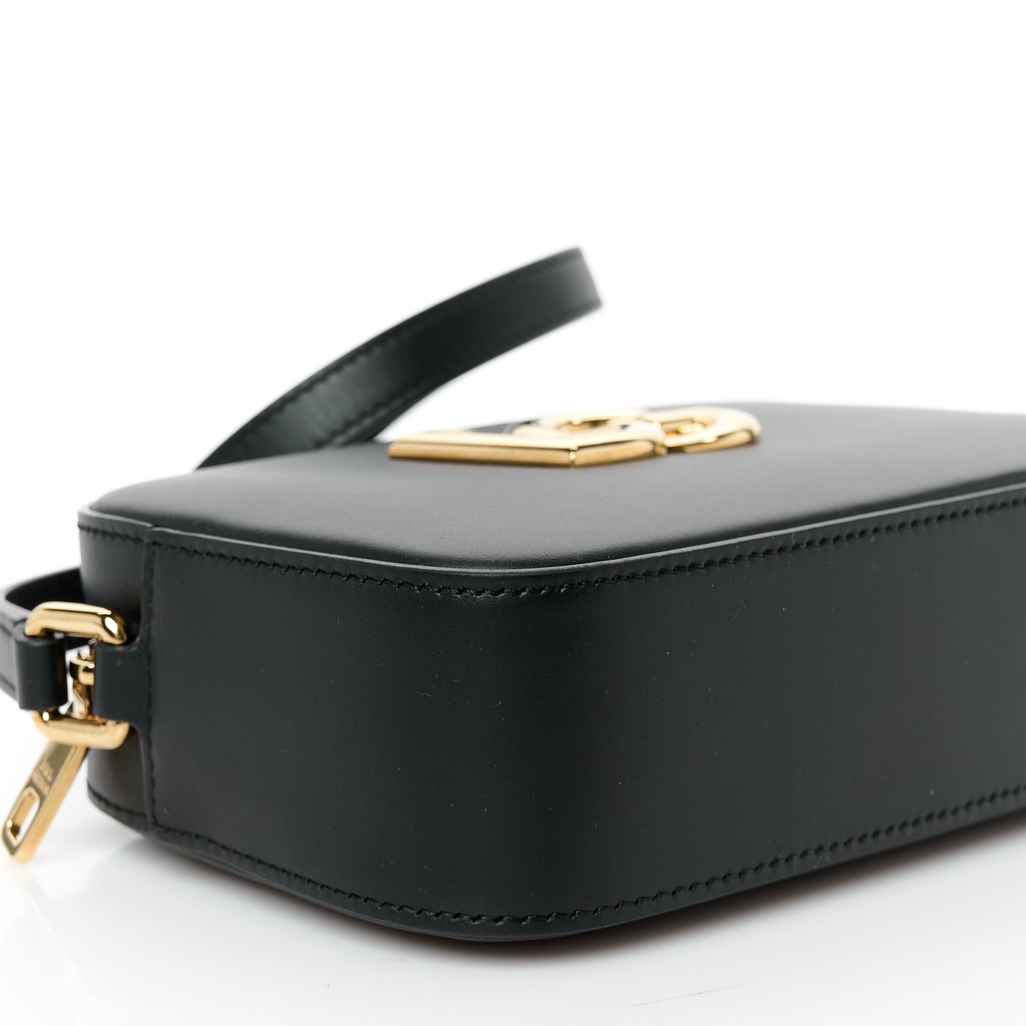 DOLCE GABBANA Calfskin Camera Crossbody Bag Black