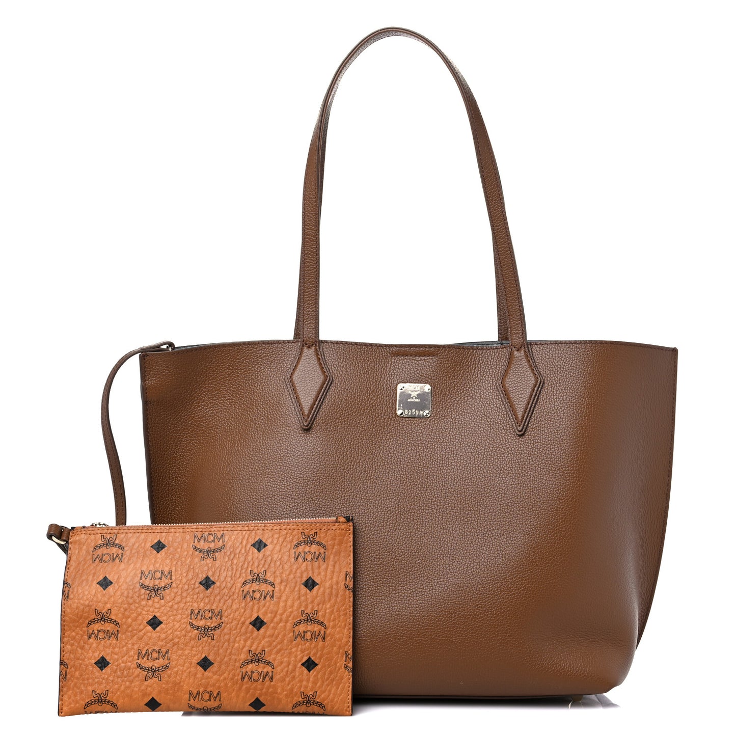 Grained Calfskin Medium Yris Shopper Tote Brown Cognac