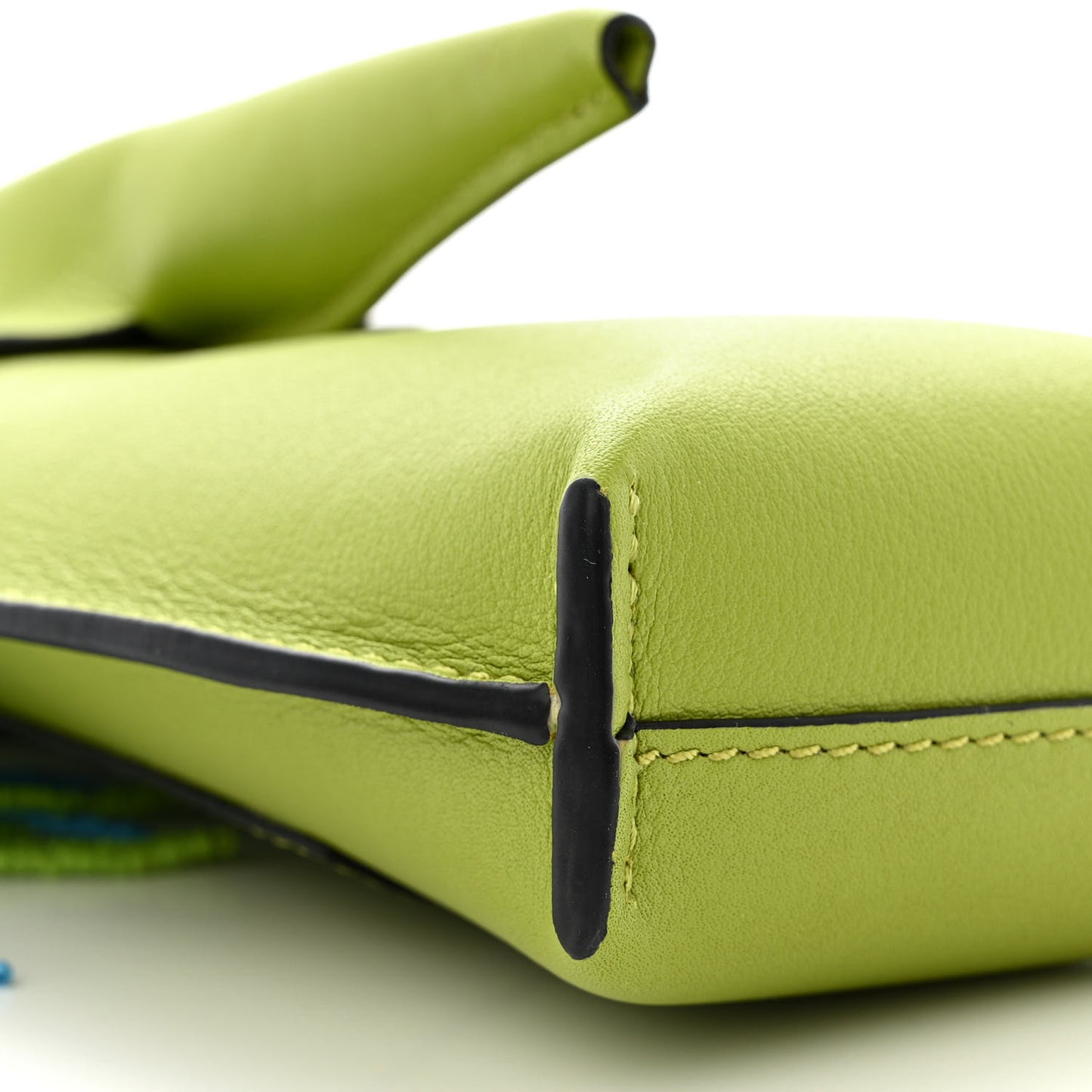 Calfskin Fringe Elephant Pouch Crossbody Bag Green