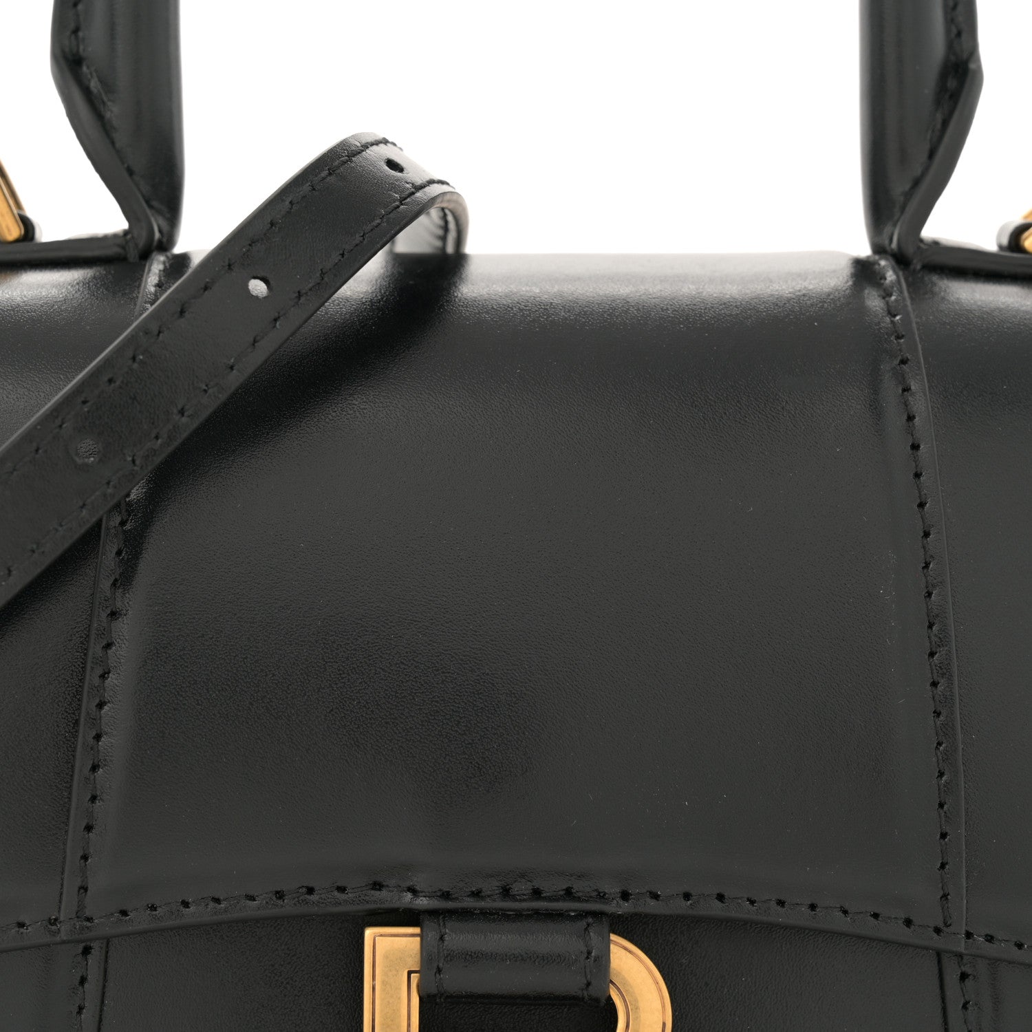 Balenciaga Shiny Box Calfskin Hourglass Top Handle Bag XS Black 8 of 11