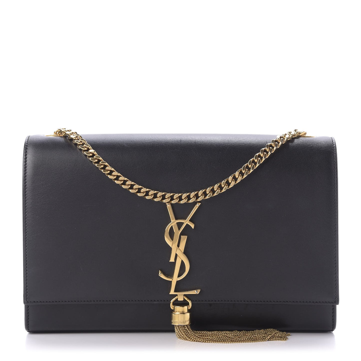 Smooth Calfskin Medium Classic Monogram Kate Tassel Satchel Black