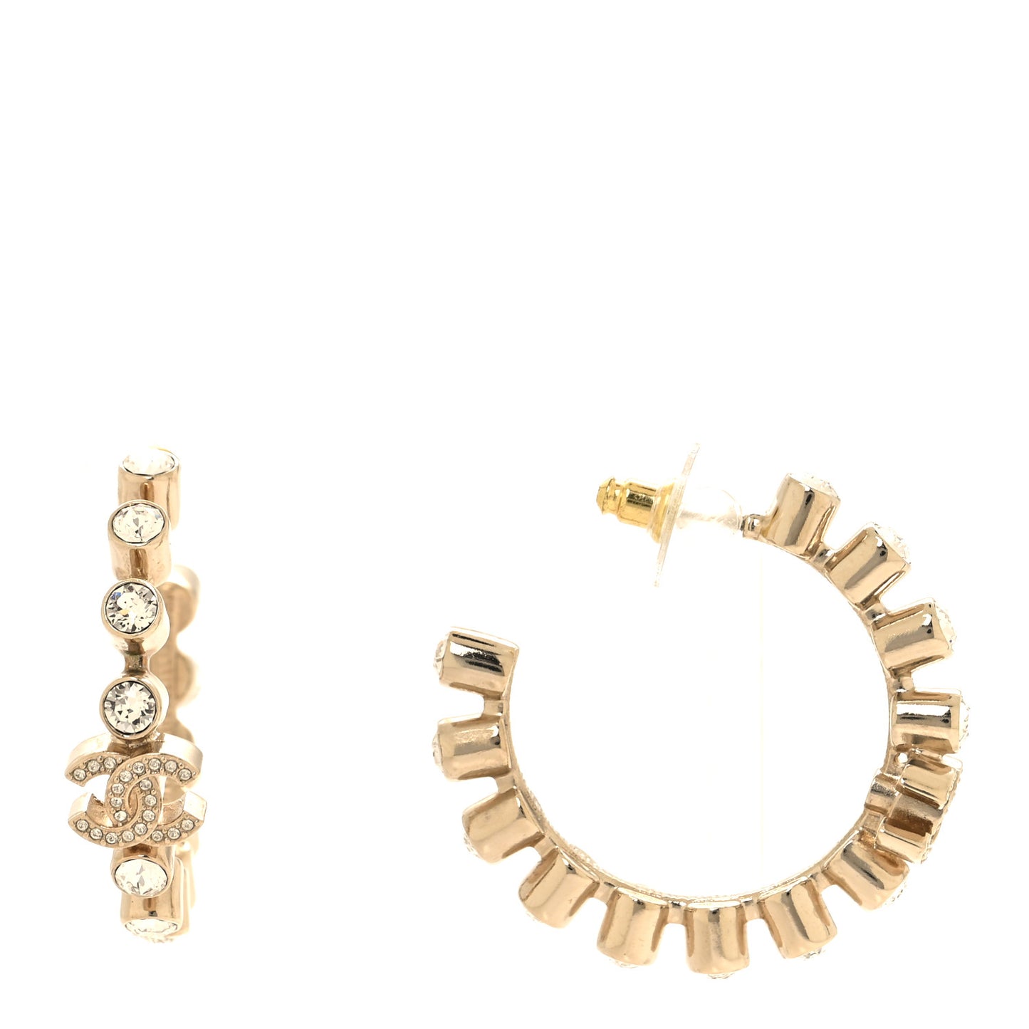 Crystal CC Hoop Earrings Gold
