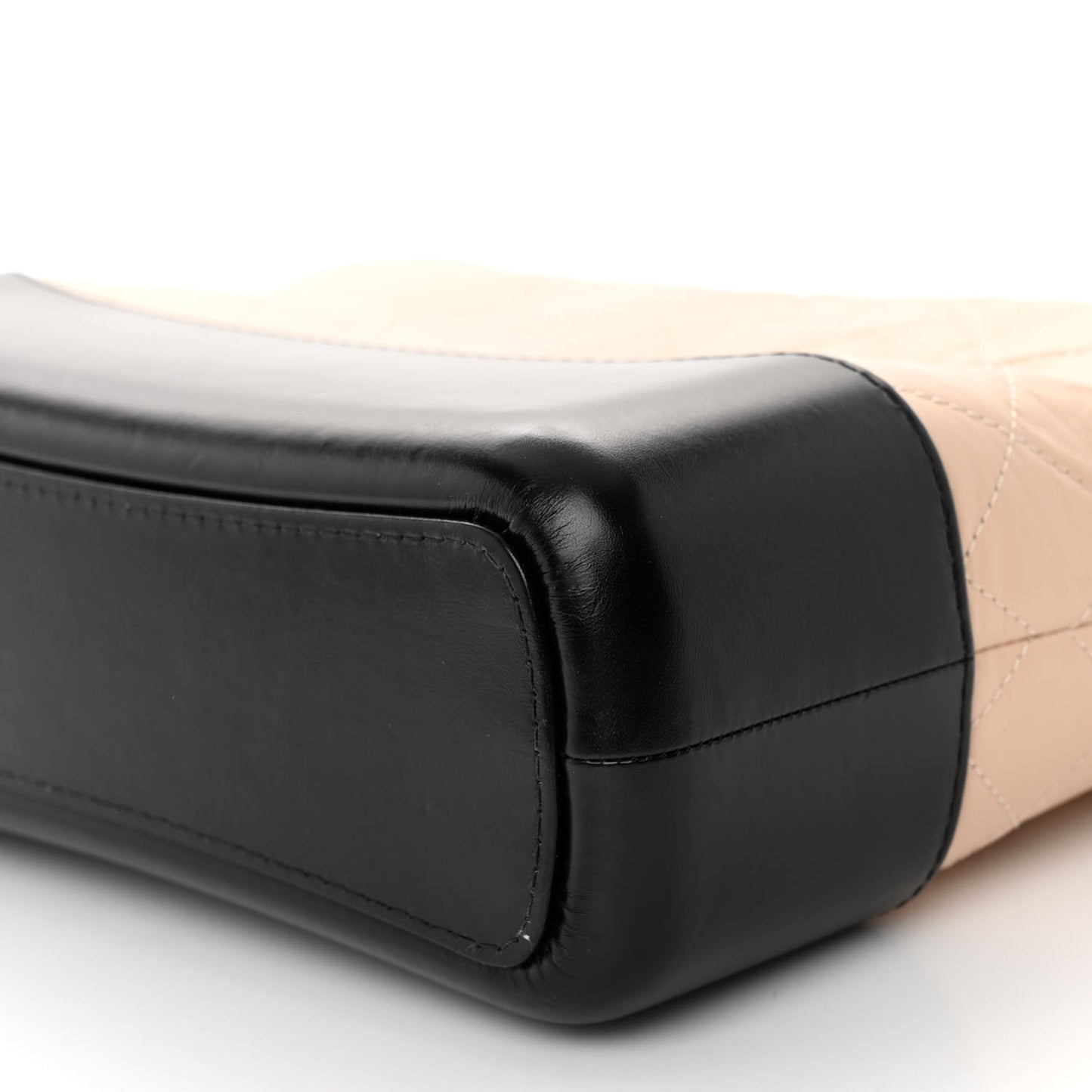 Aged Calfskin Quilted Medium Gabrielle Hobo Beige Black