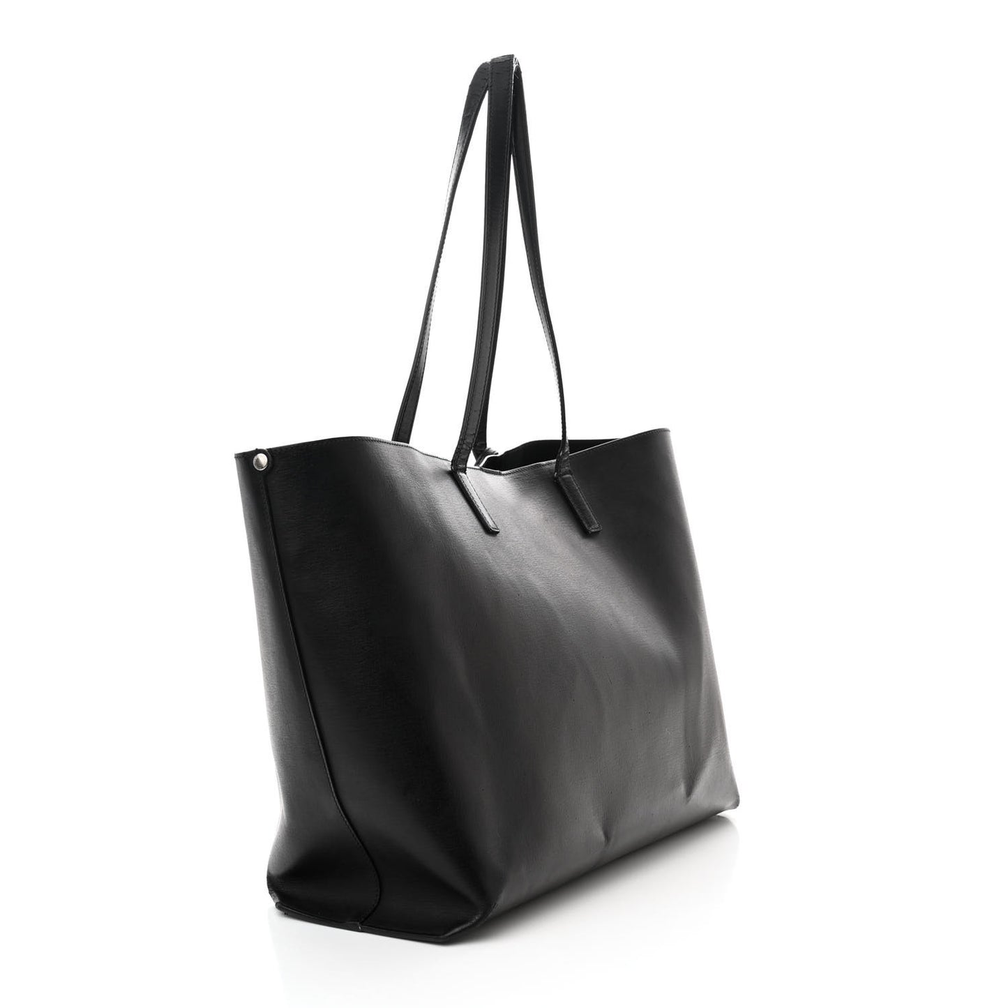 Vintage Calfskin Perforated East West Shopping Tote Black