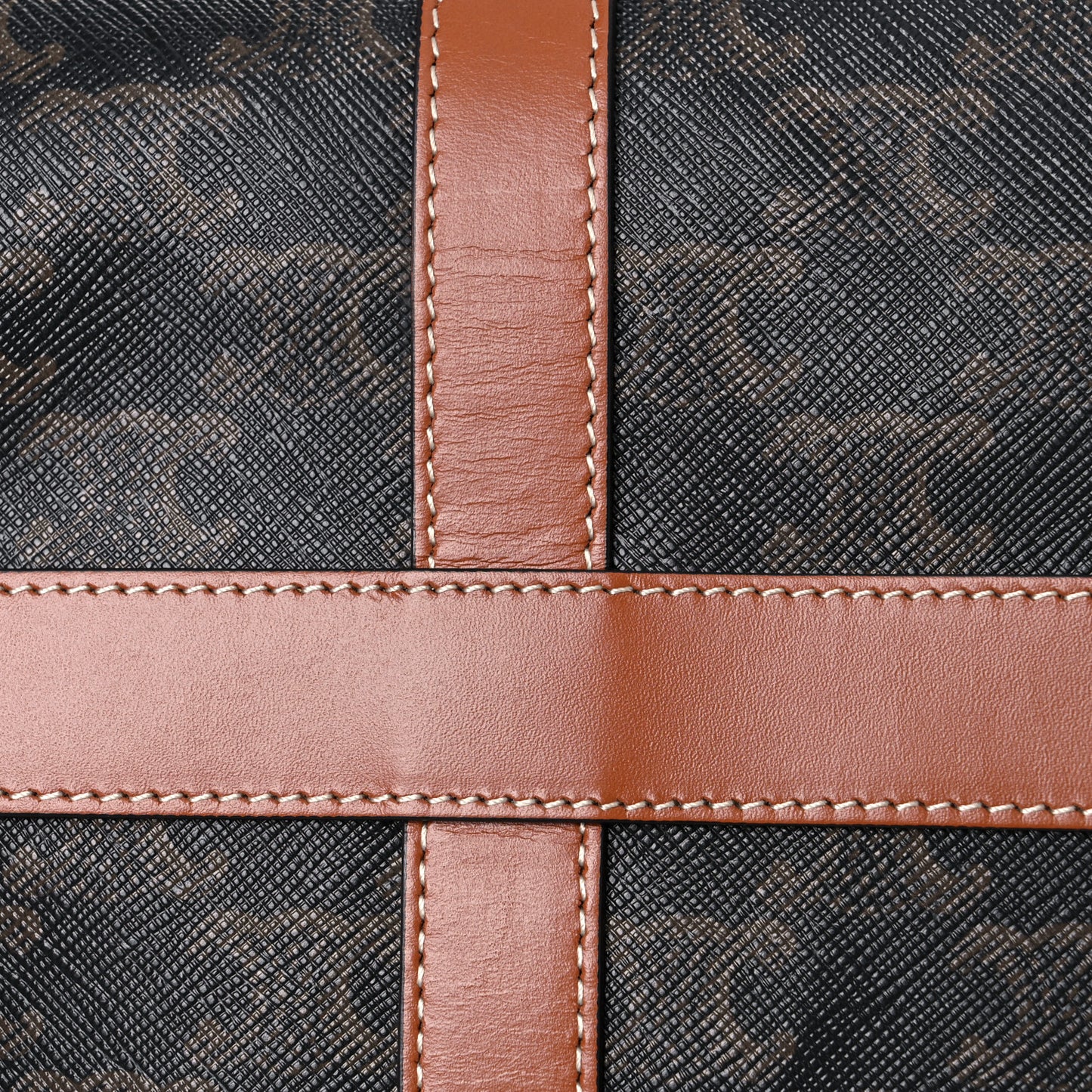 Triomphe Canvas Calfskin Boston Bag Tan