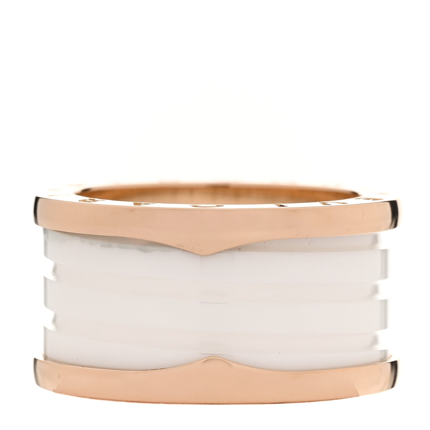 18K Rose Gold White Ceramic B.Zero1 Four-Band Ring 56 7.5