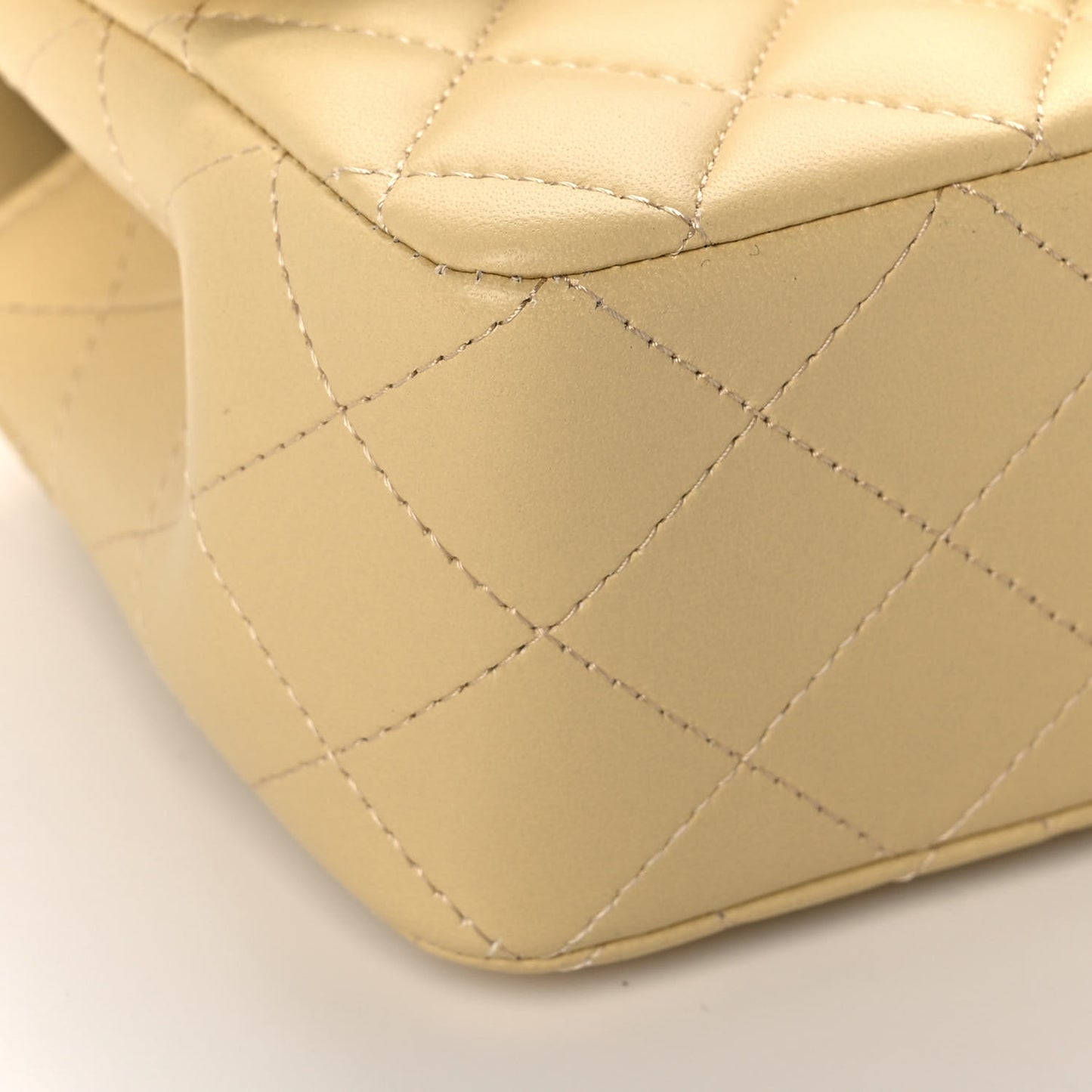 Lambskin Quilted Mini Top Handle Rectangular Flap Yellow