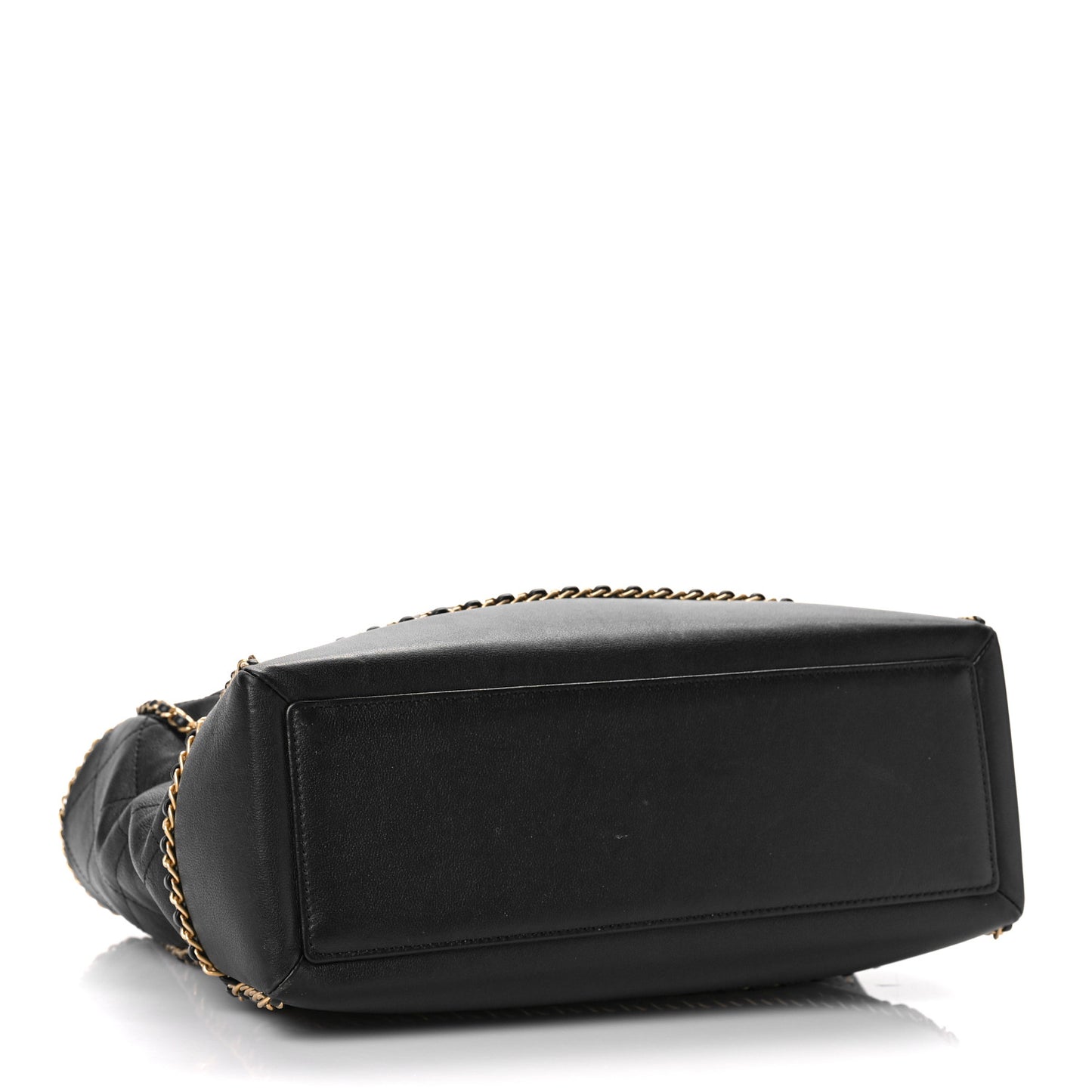 Calfskin Quilted Chain Lines Shopping Tote Black