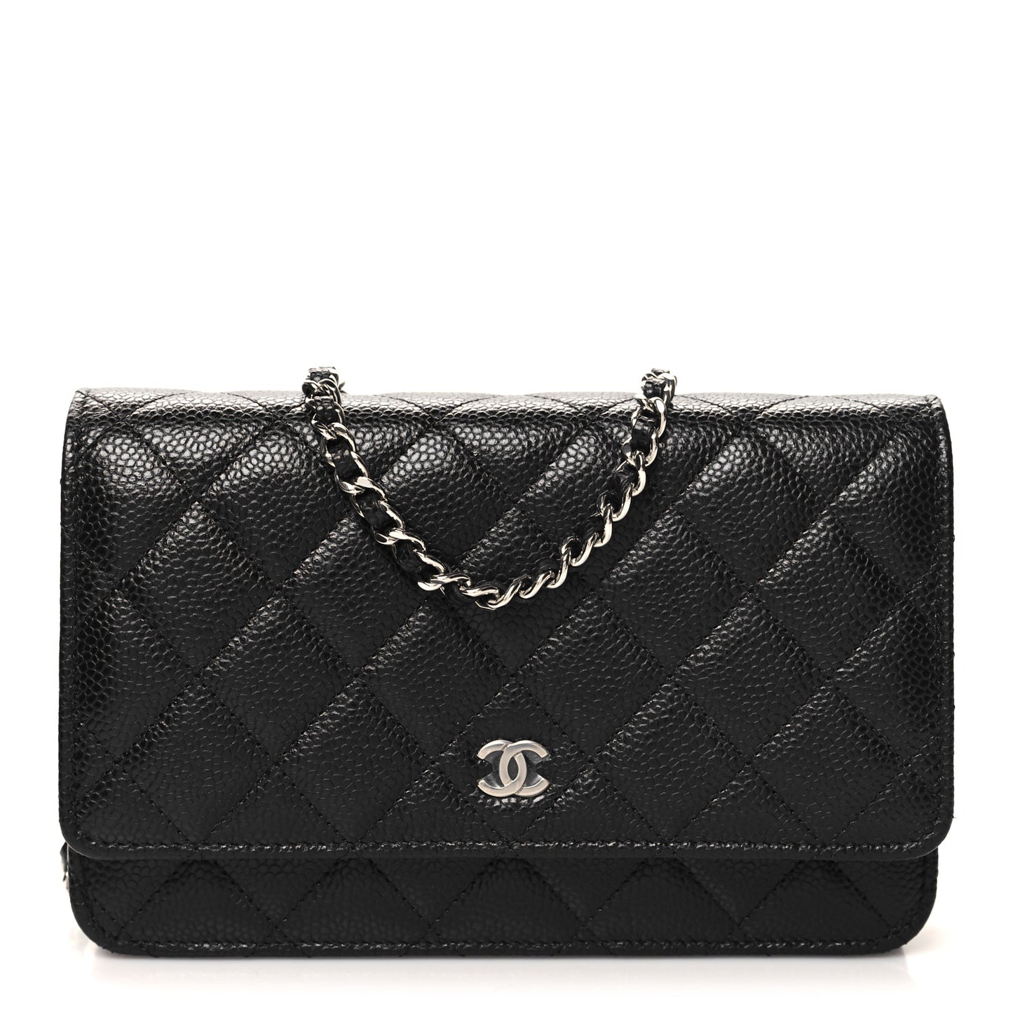 Caviar Quilted Wallet on Chain WOC Black