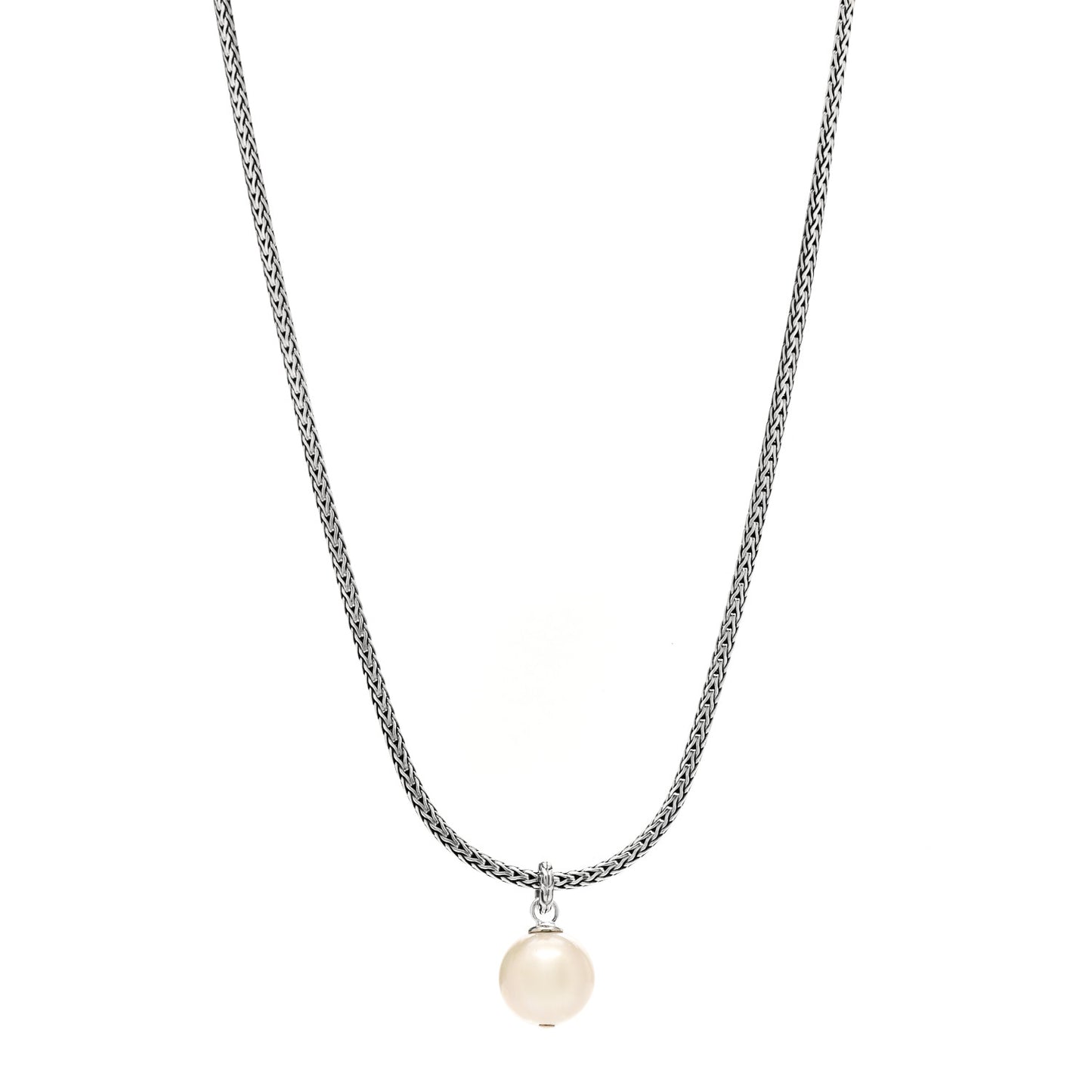 Sterling Silver 12mm Pearl Classic Chain Pendant Necklace