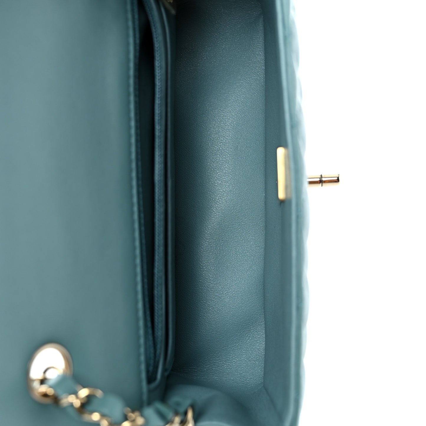 Lambskin Quilted Mini Rectangular Flap Green