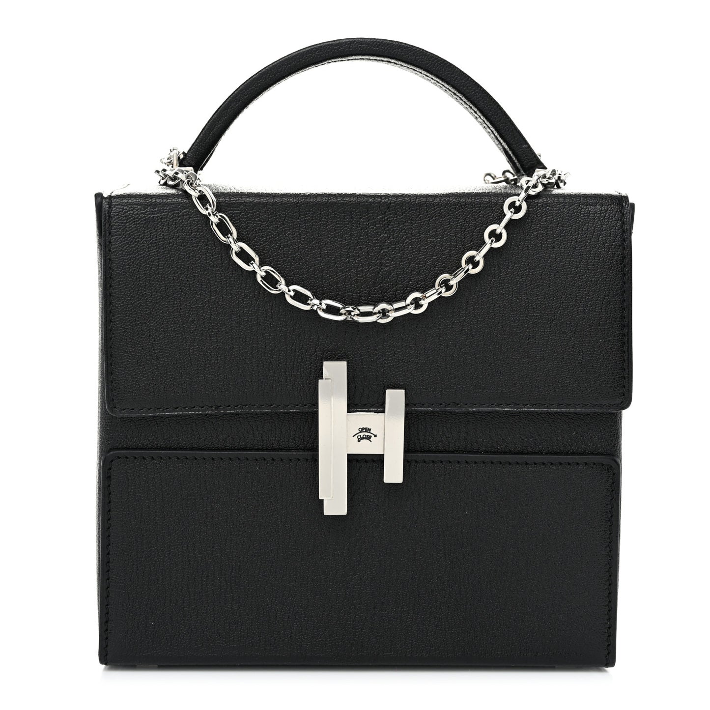 Chevre Mysore Cinhetic Boxy Top Handle Bag Black Bleu Electrique