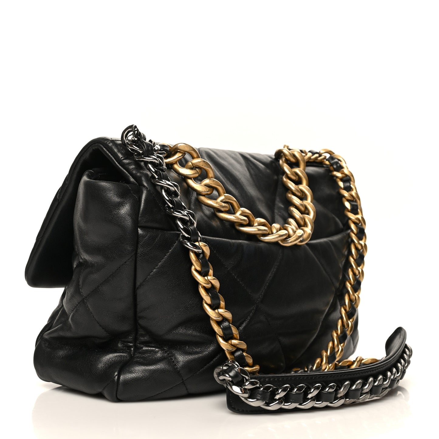 Goatskin Quilted Large Chanel 19 Flap Black
