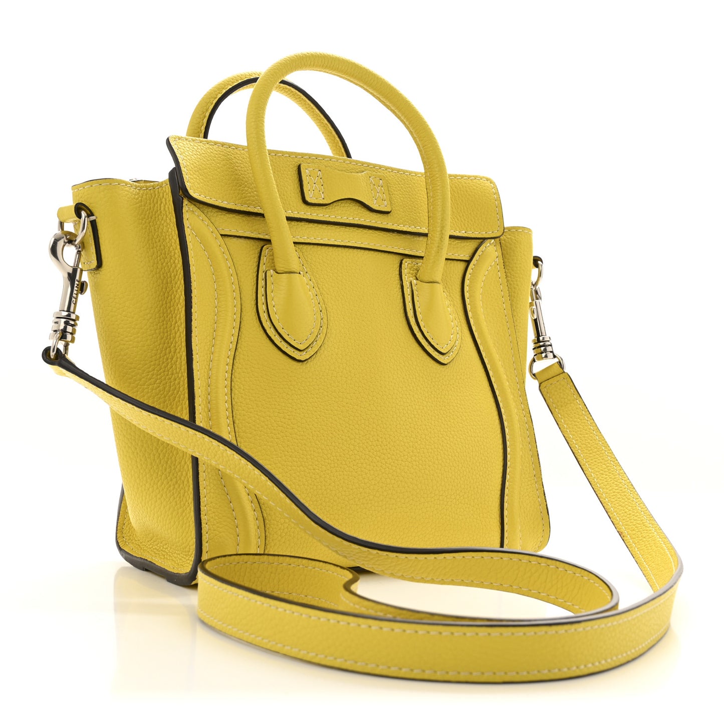 Drummed Calfskin Nano Luggage Citron