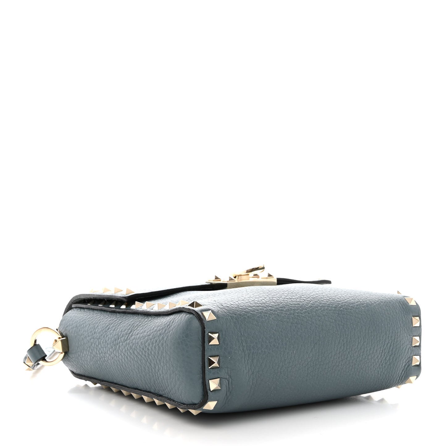 Pebbled Calfskin Rockstud Flip Lock Flap Messenger Bag Amadeus