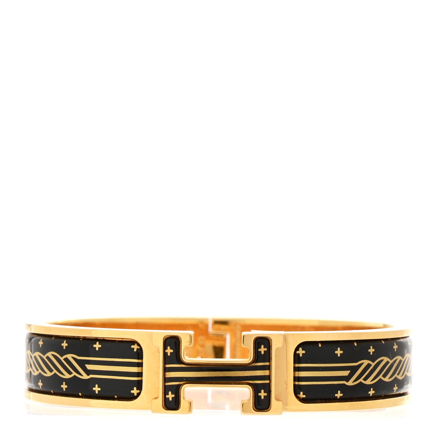 Hermes Enamel Printed Quadrige Au Fil Narrow Clic Clac H Bracelet