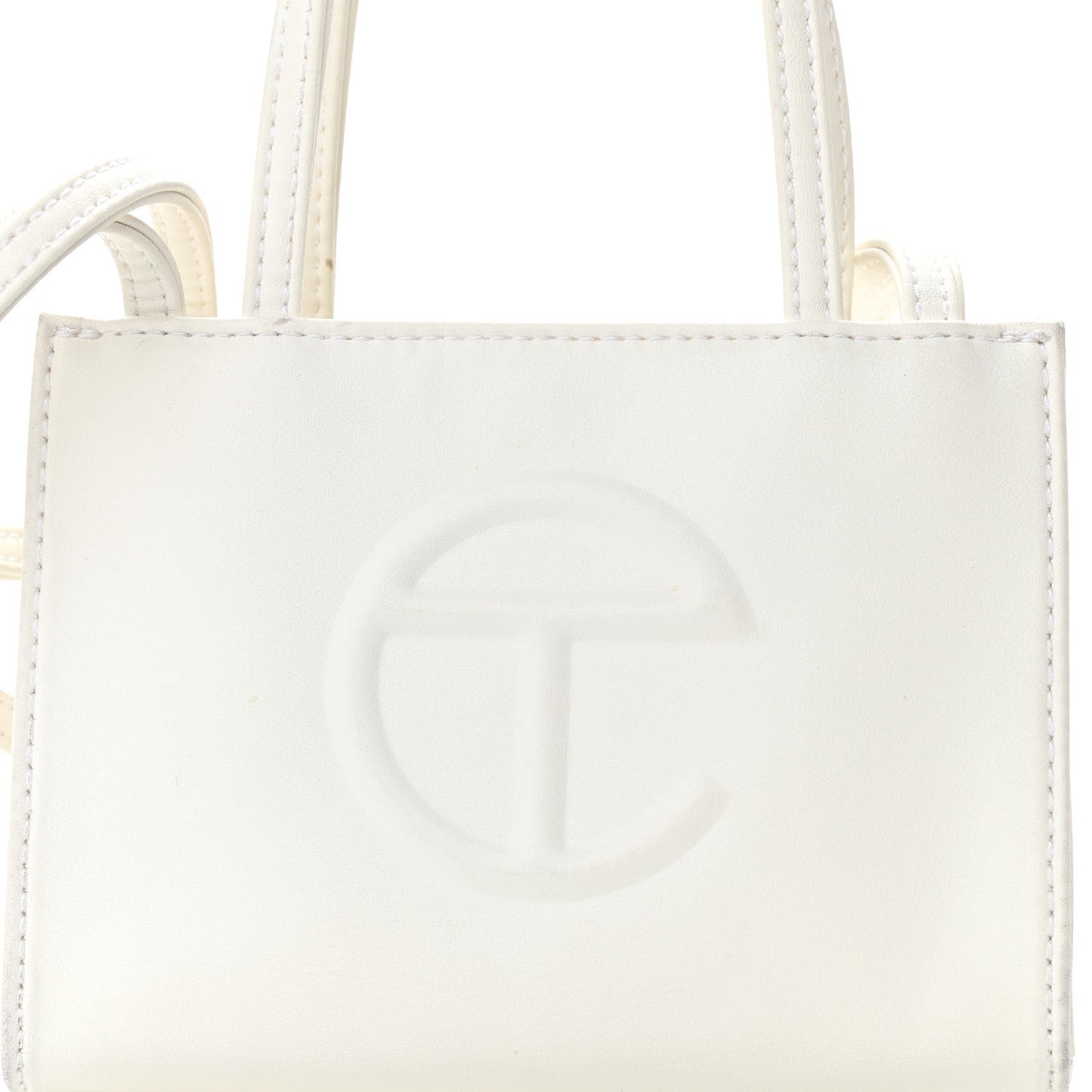 Vegan Leather Small Shopping Bag White
